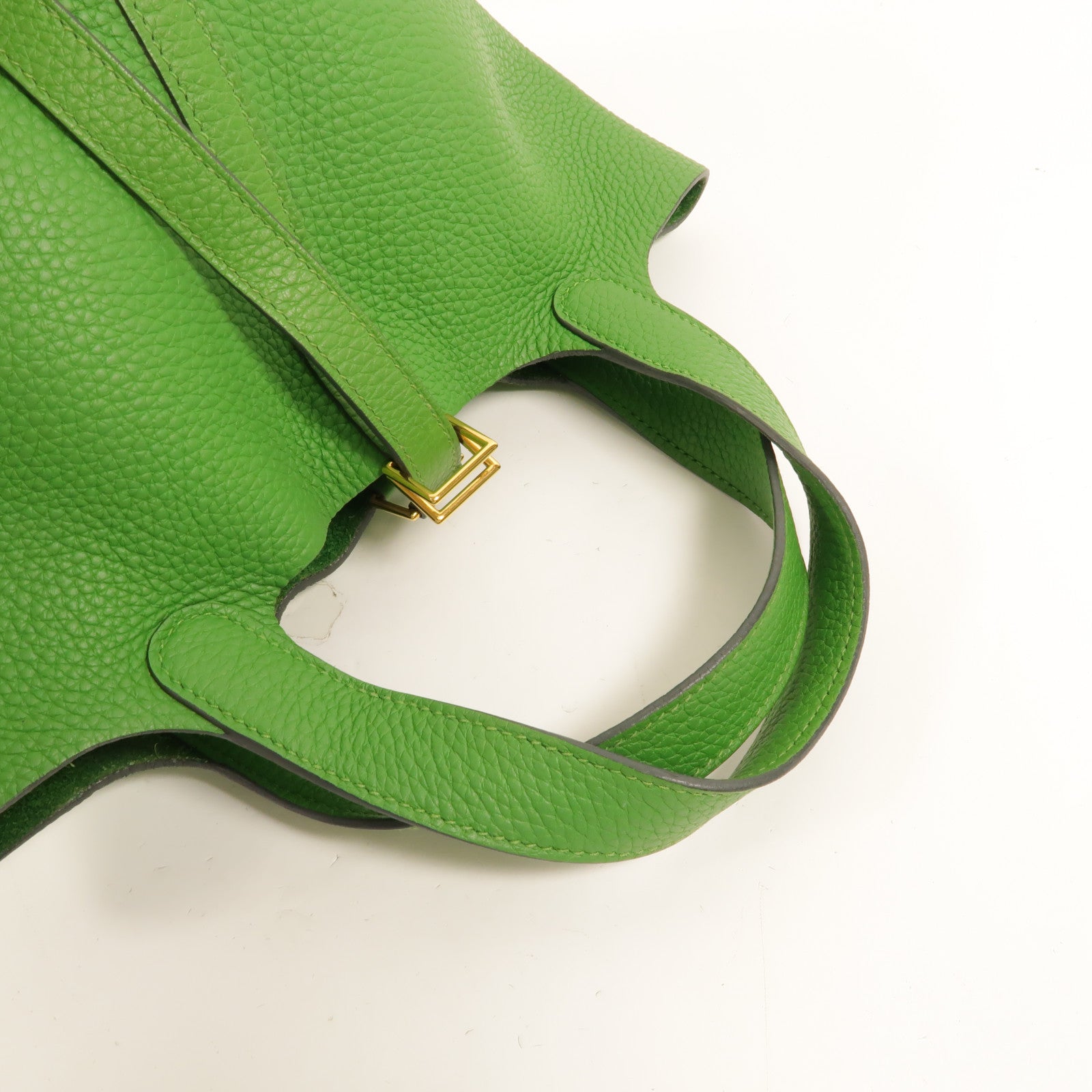 HERMES Clemence皮革Picotin PM手挽袋Vert Yucca