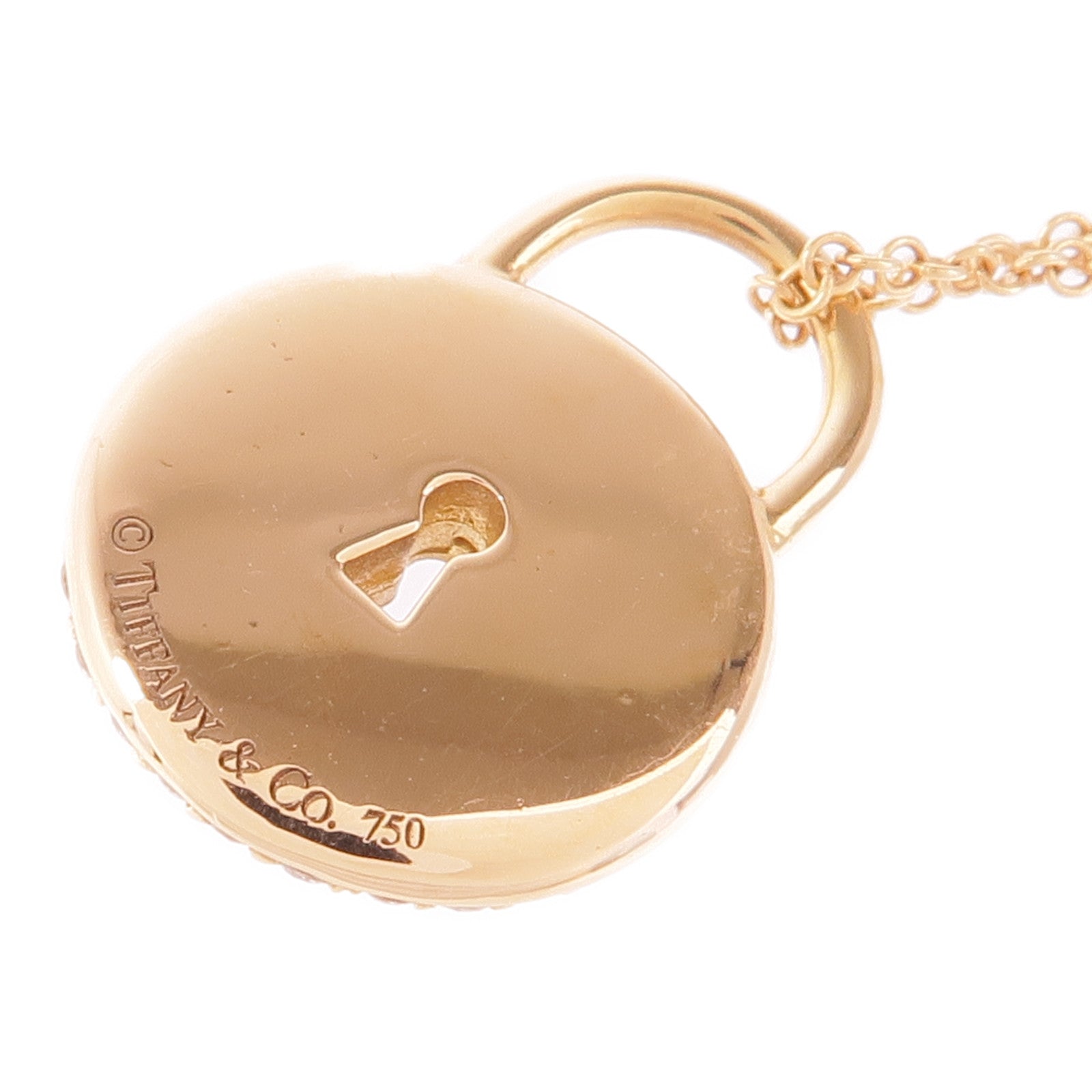 TIFFANY＆CO 18K玫瑰金Lock Necklace鑽石項鍊