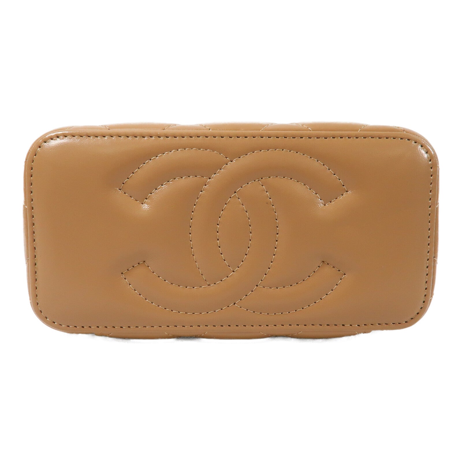 CHANEL 羊皮皮革Vanity Case金扣鏈帶手挽肩背兩用袋