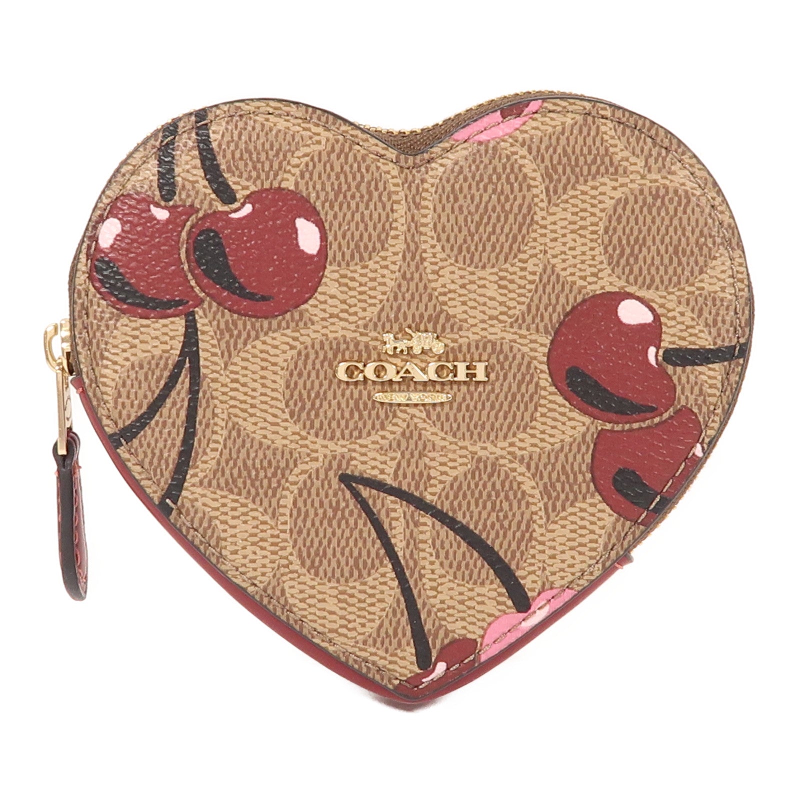 COACH 塗層帆布Heart Coin Case金扣零錢包