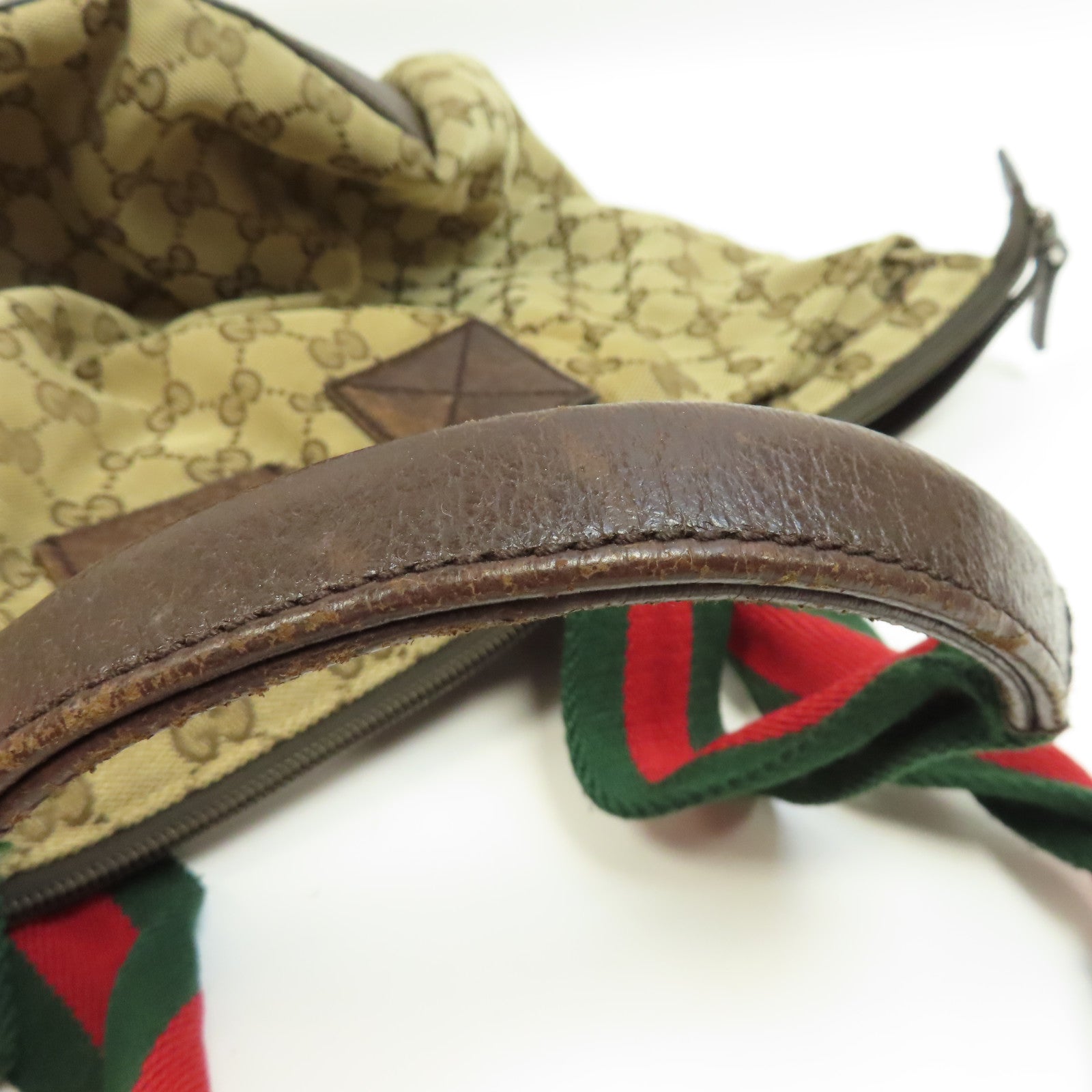 GUCCI 帆布Tote Bag銀扣手挽袋啡色
