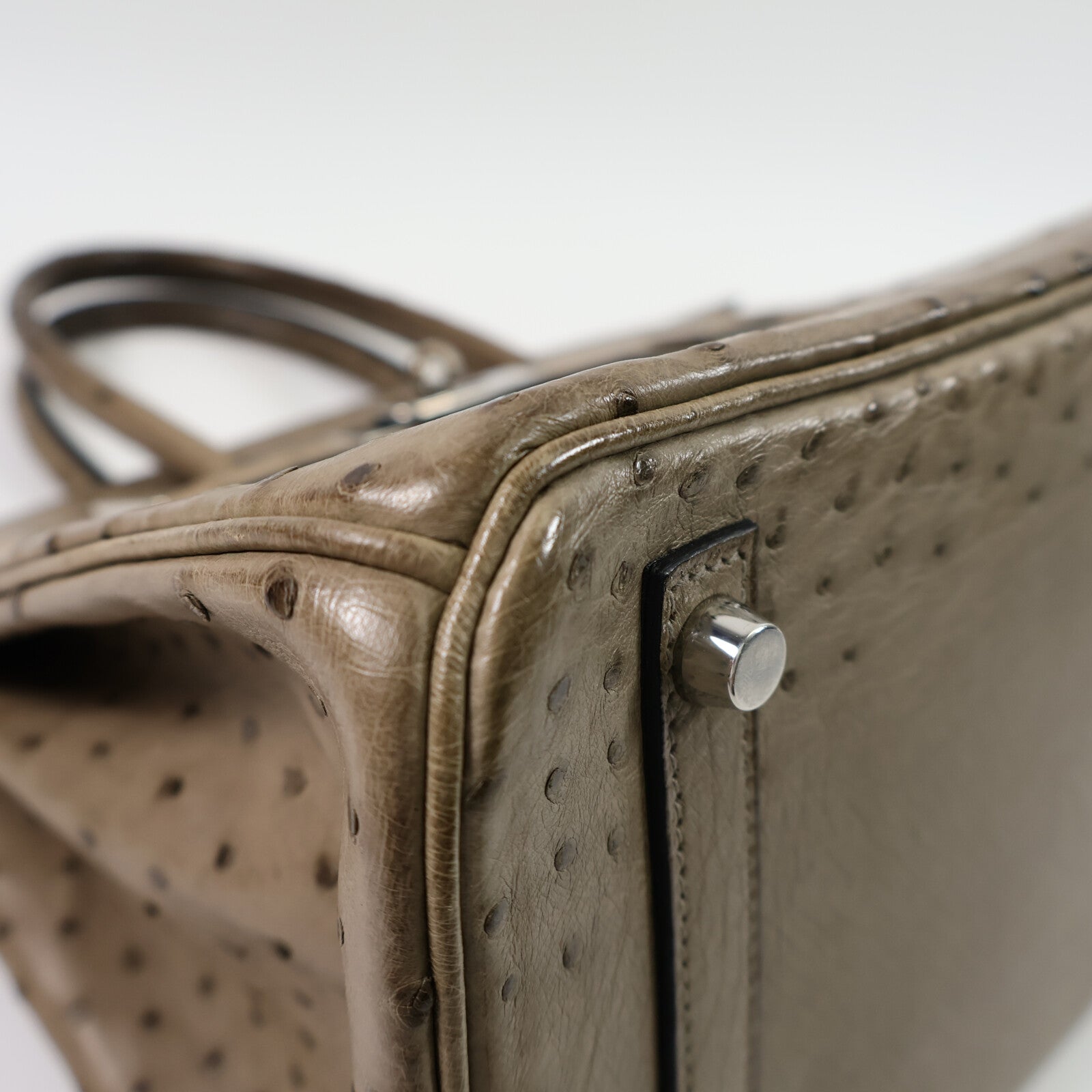 HERMES 鴕鳥皮革Birkin 30手挽袋Gris Taurterelle