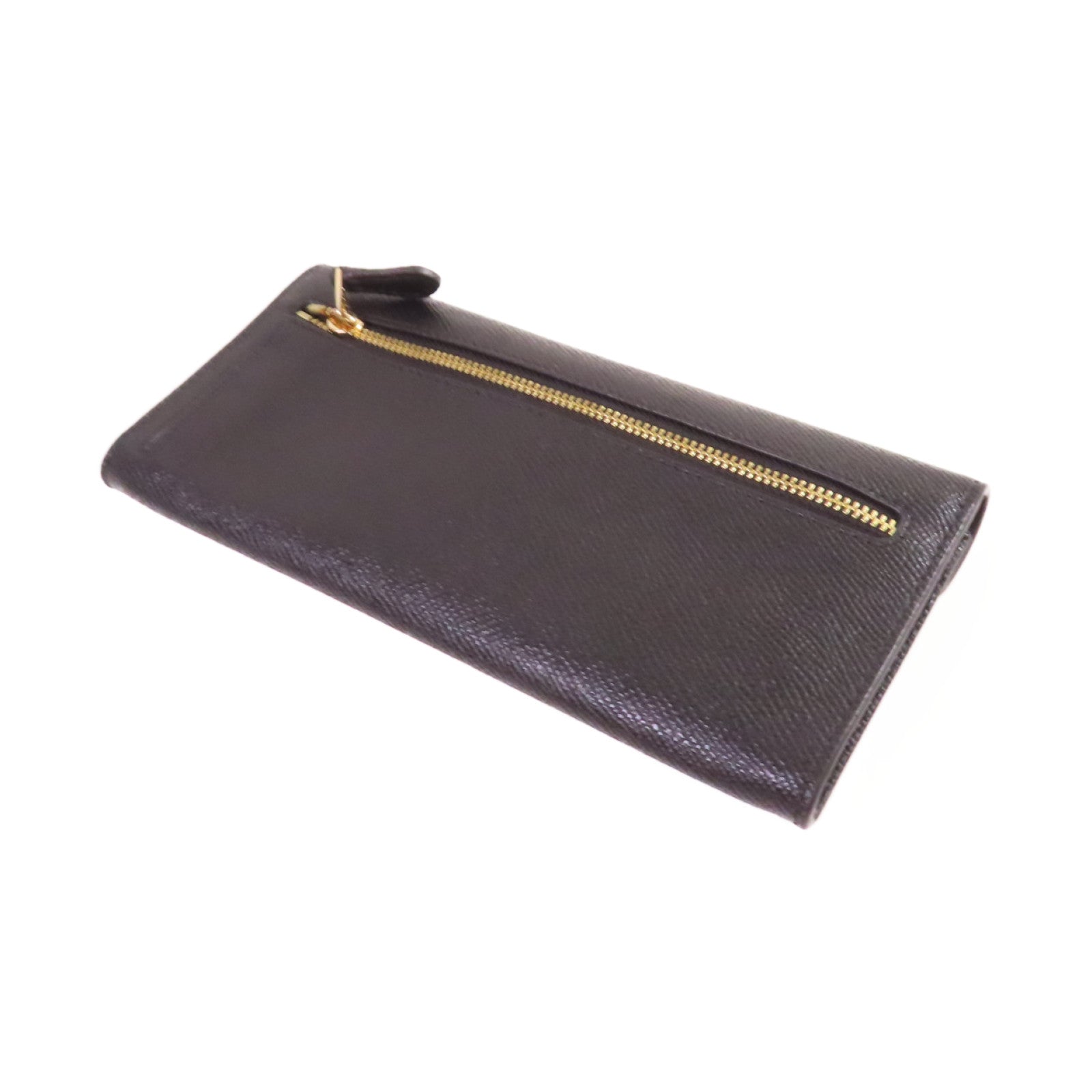 COACH 牛皮皮革Long wallet金扣長錢包黑色