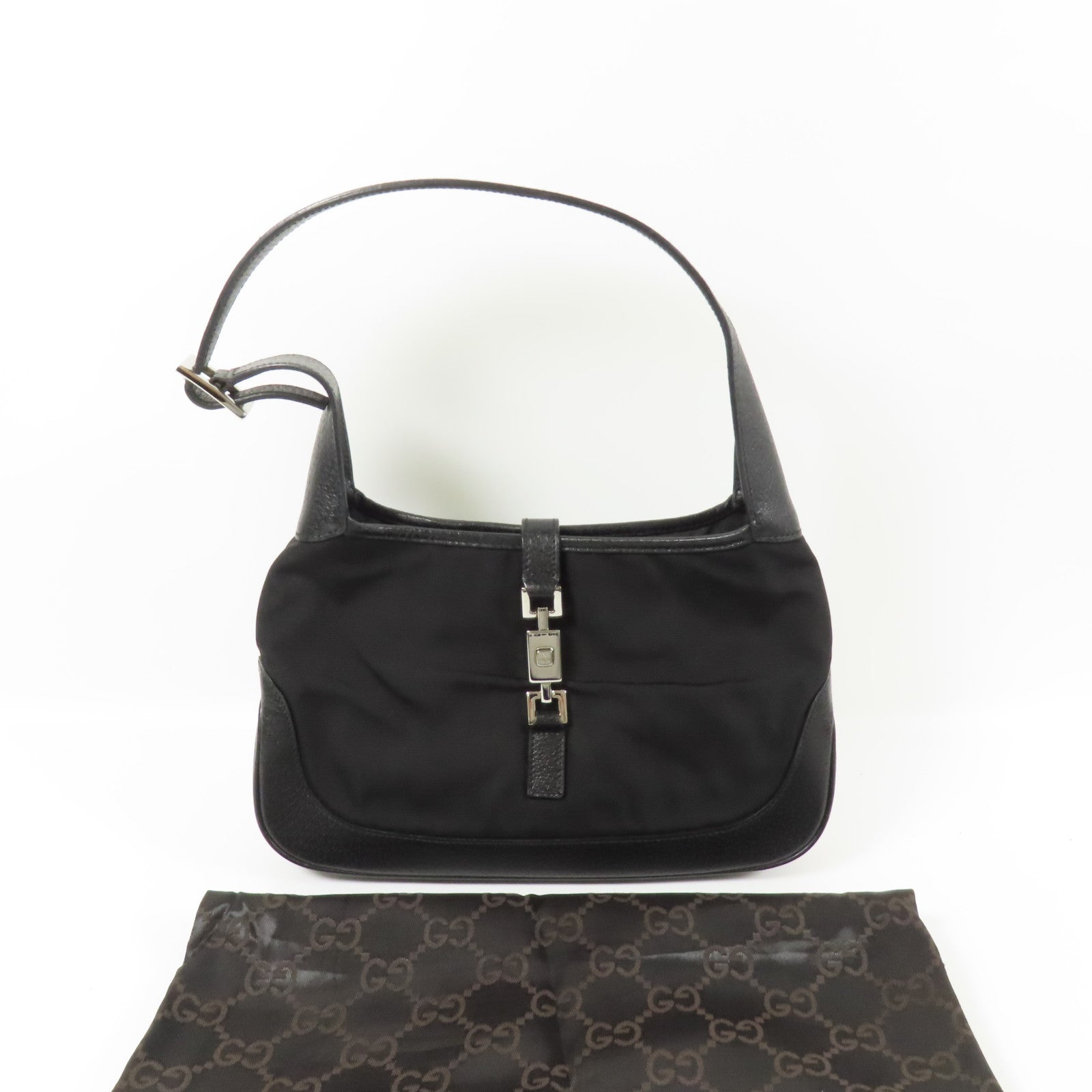 GUCCI 尼龍GG Jackie銀扣肩背袋