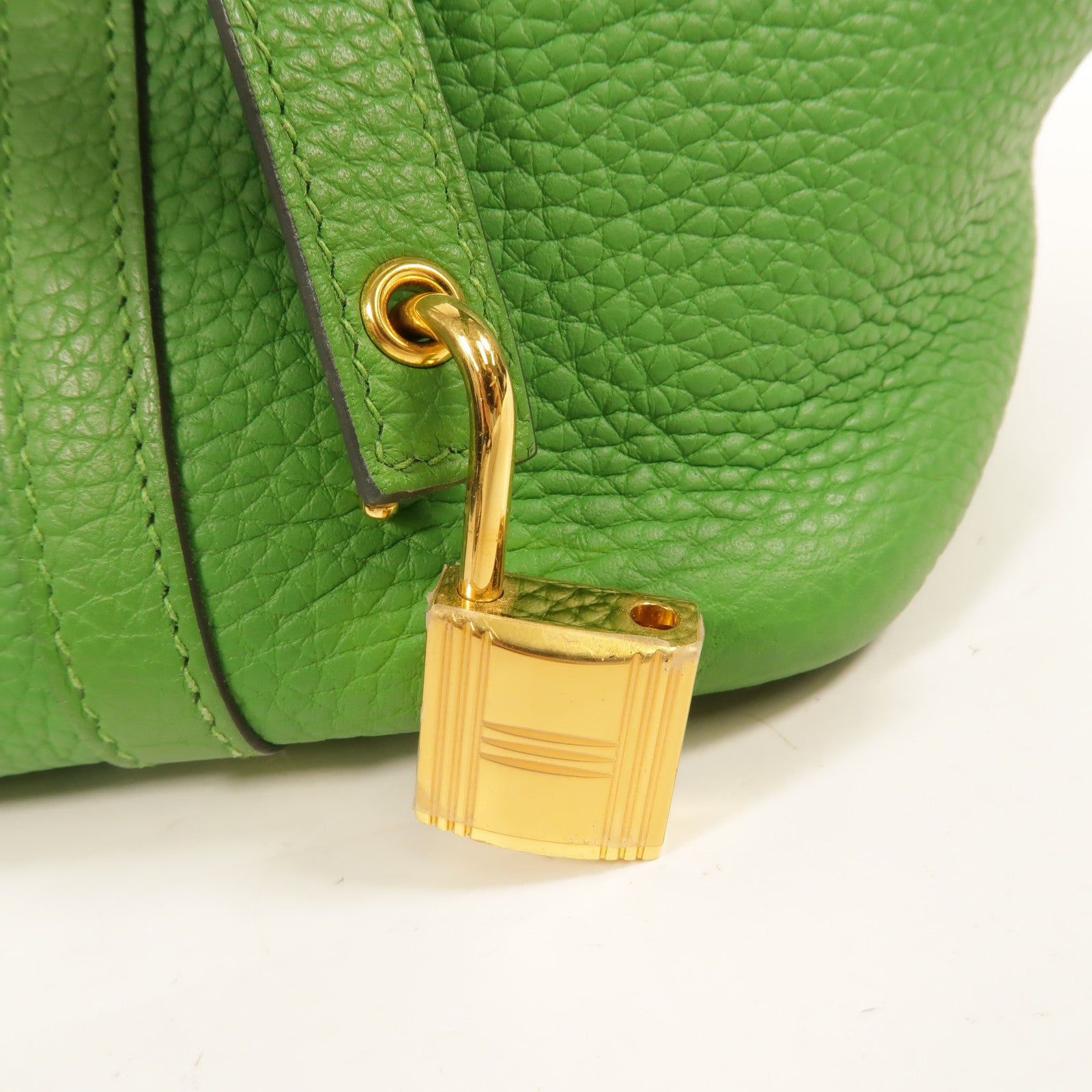 HERMES Clemence皮革Picotin PM手挽袋Vert Yucca