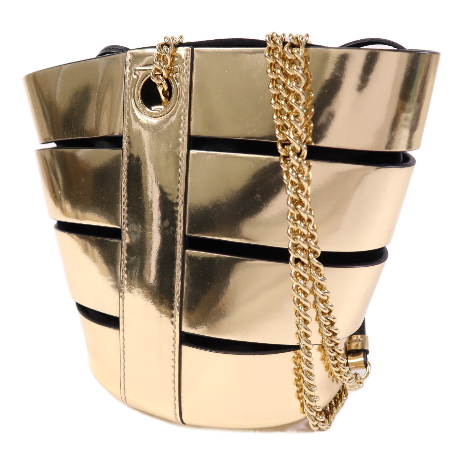 Salvatore Ferragamo 麂皮/牛皮皮革Shoulder Bag金扣肩背袋
