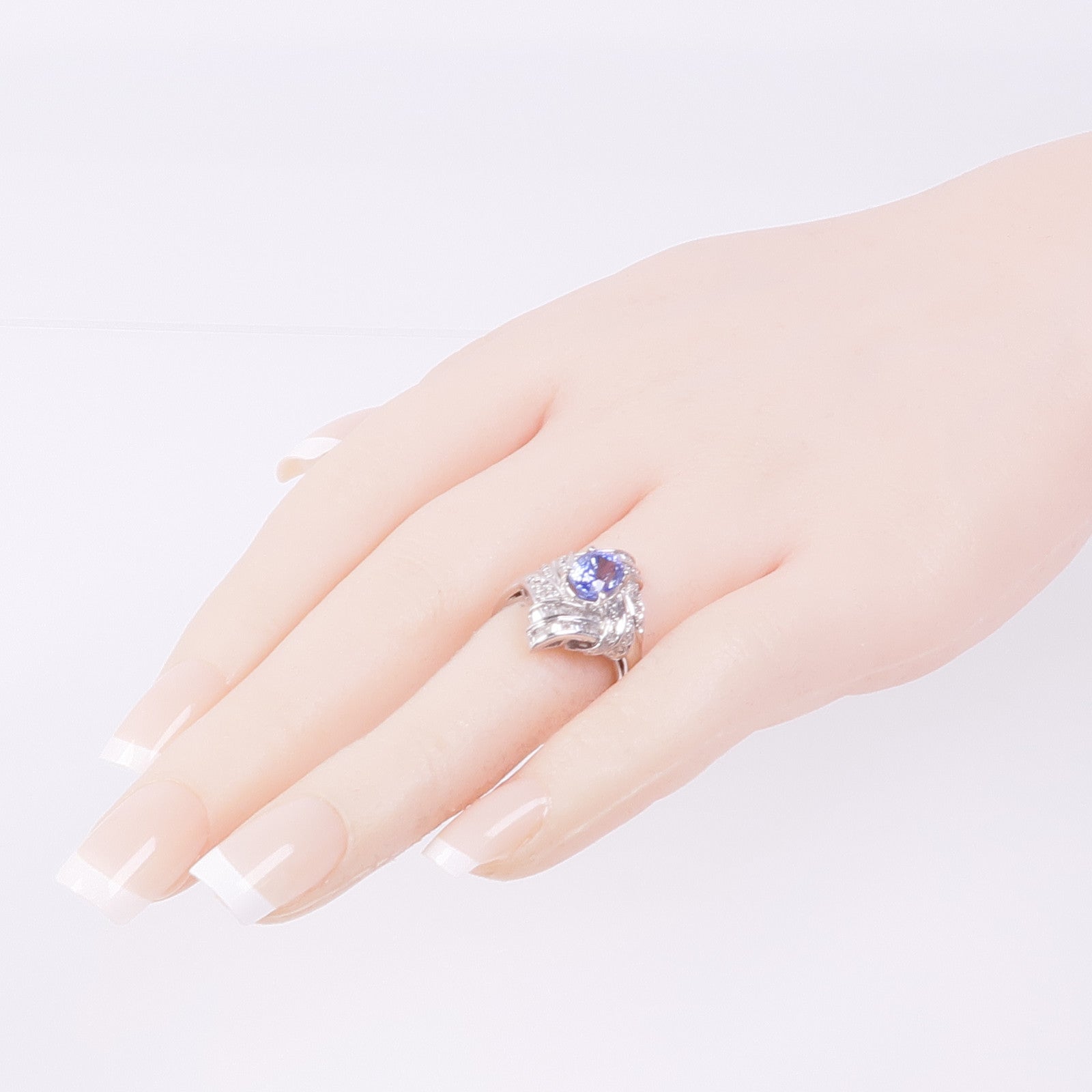 JEWELRY PT900鉑金Sapphire Diamond Ring藍寶石/鑽石戒指US#5.75