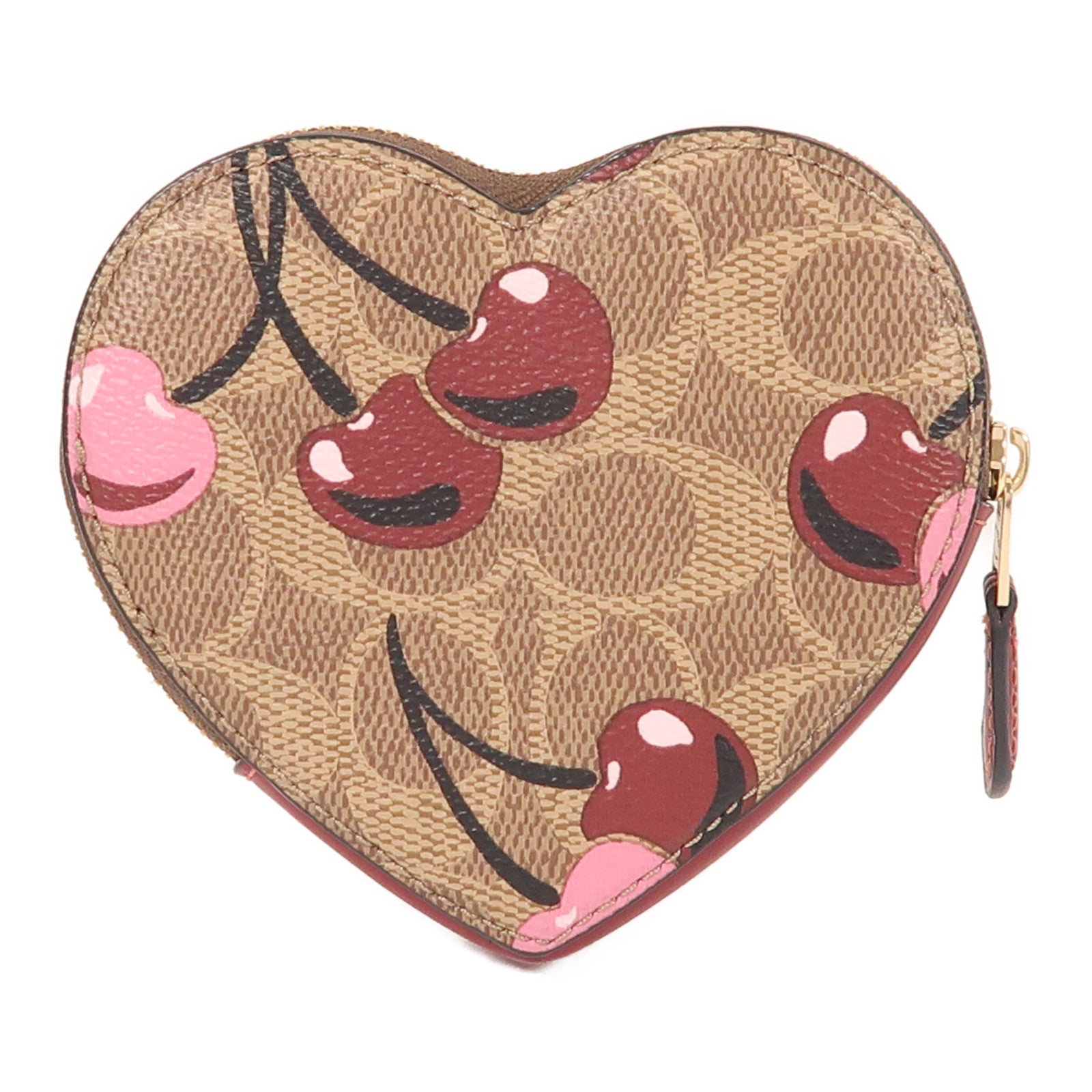 COACH 塗層帆布Heart Coin Case金扣零錢包