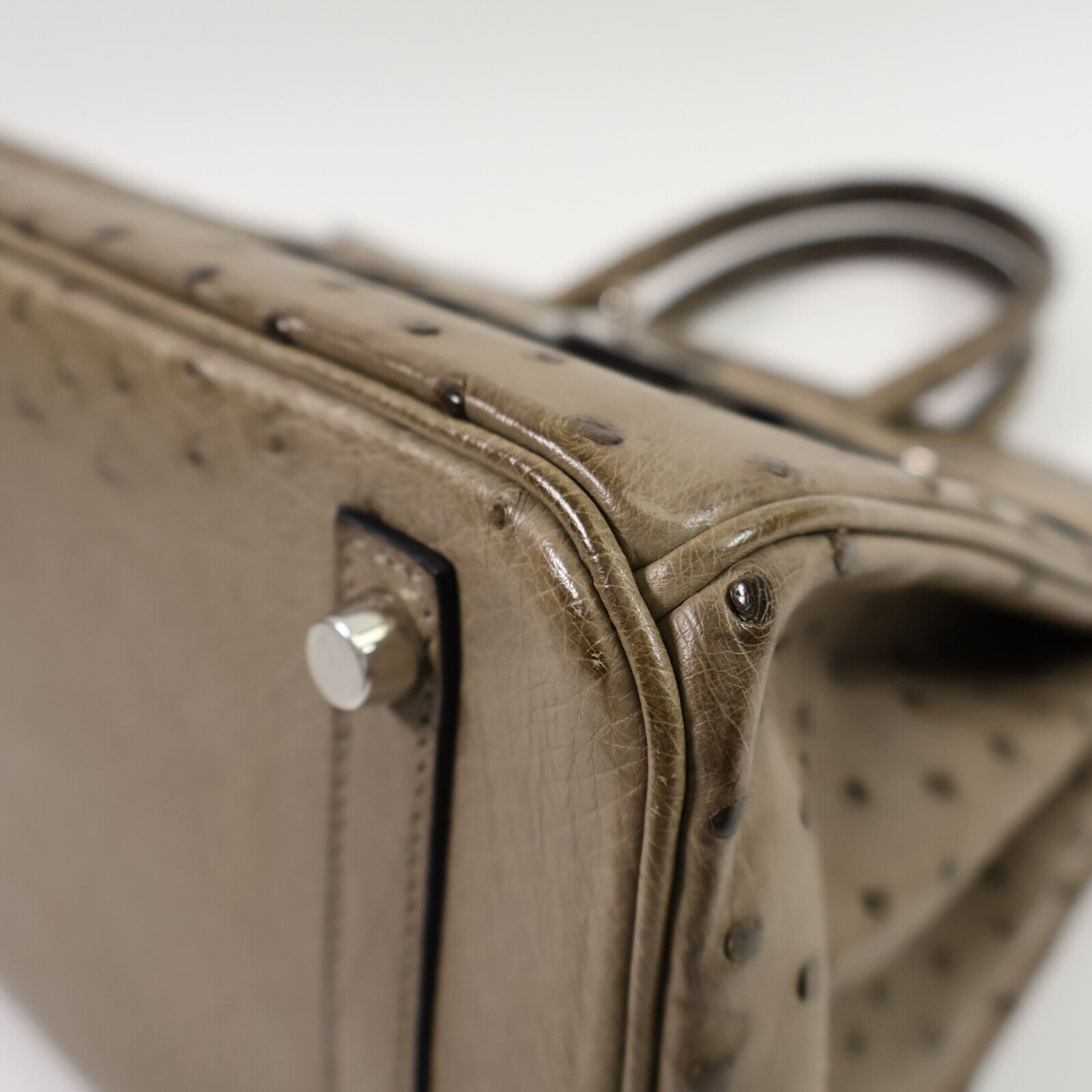 HERMES 鴕鳥皮革Birkin 30手挽袋Gris Taurterelle
