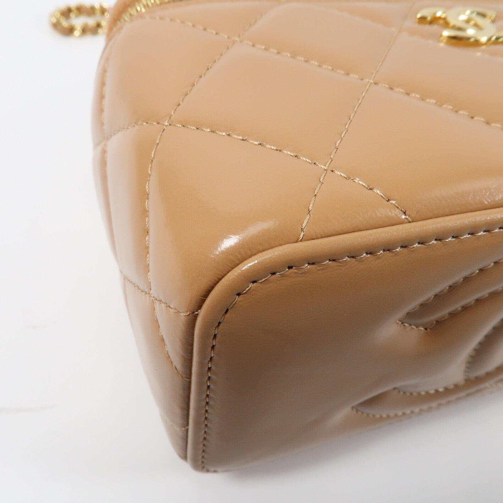 CHANEL 羊皮皮革Vanity Case金扣鏈帶手挽肩背兩用袋