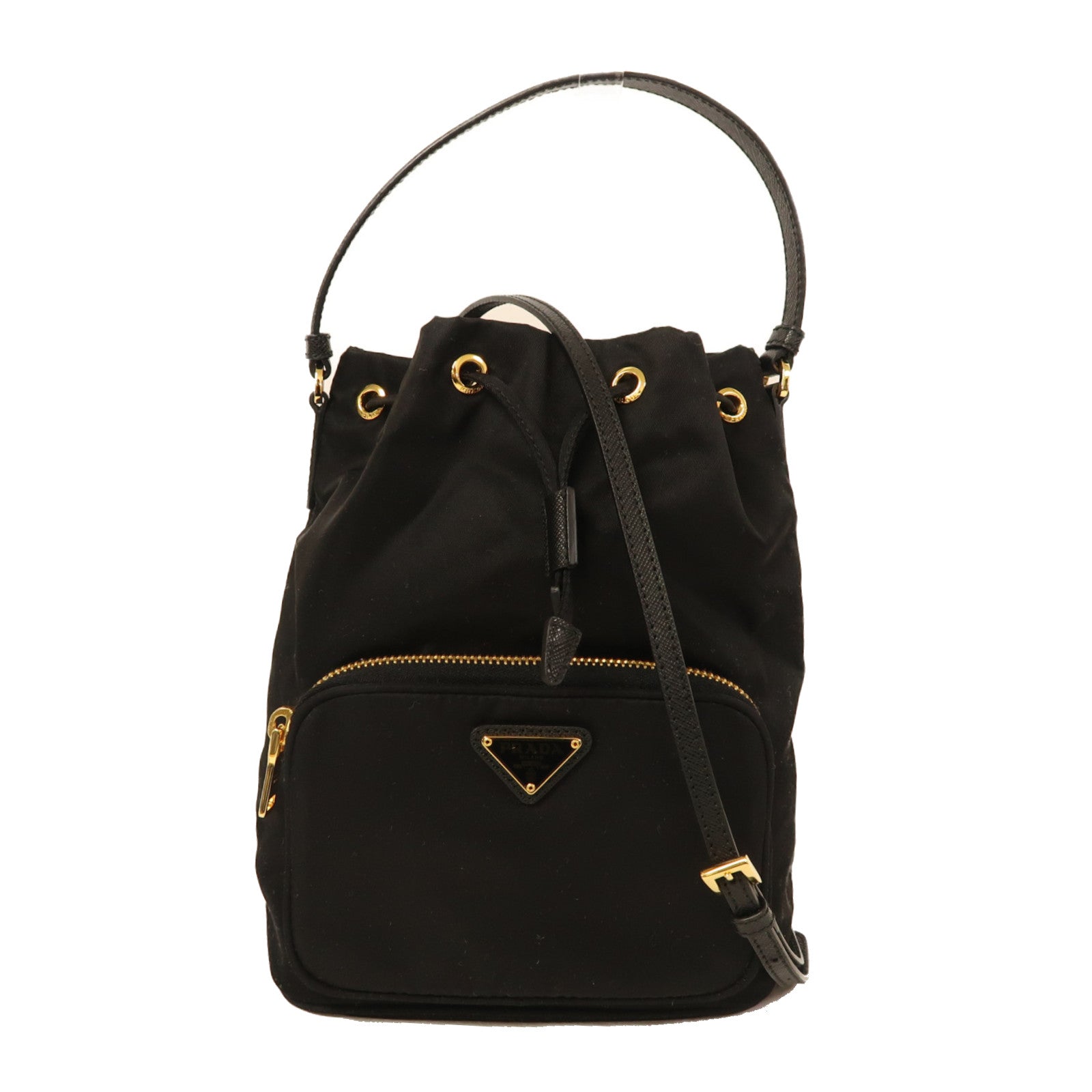 PRADA 尼龍Shoulder Bag金扣手挽肩背兩用袋黑色