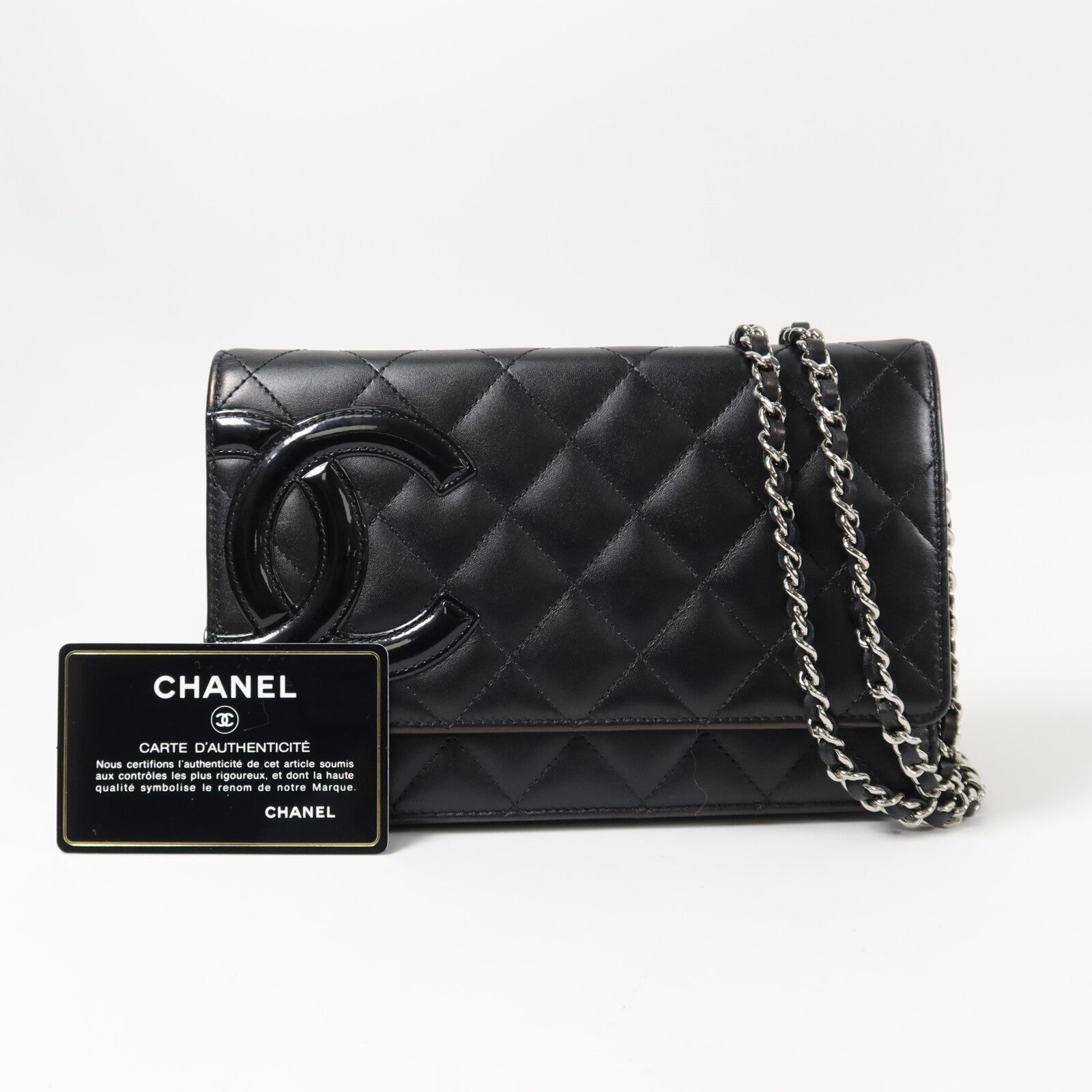 CHANEL 羊皮皮革Cambon Woc鏈帶肩背袋
