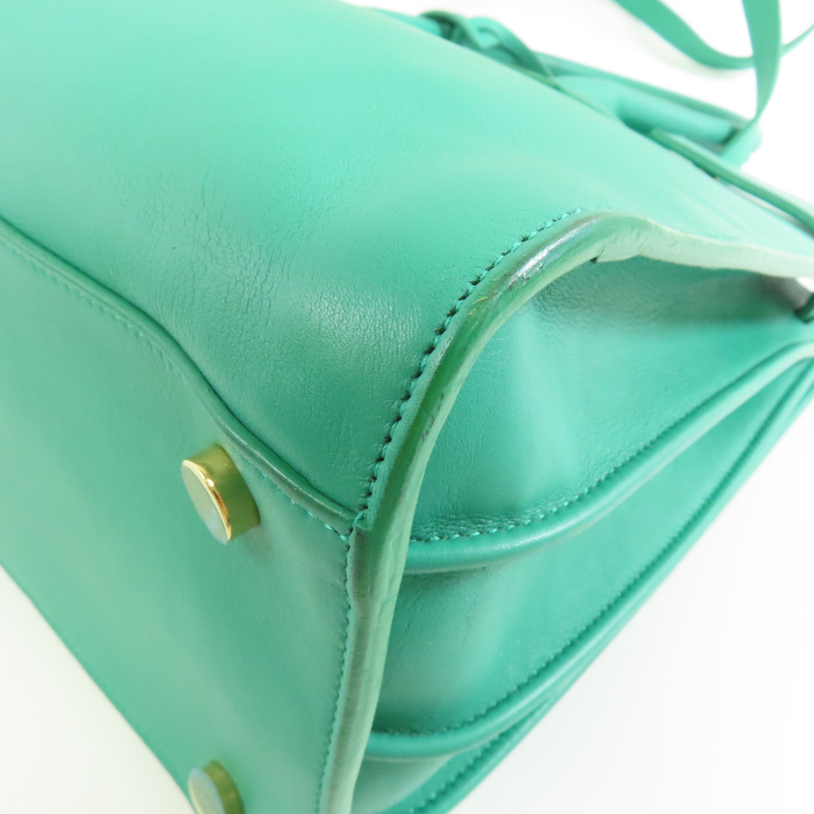 YVES SAINT LAURENT 牛皮皮革Shoulder Bag金扣手挽肩背兩用袋綠色