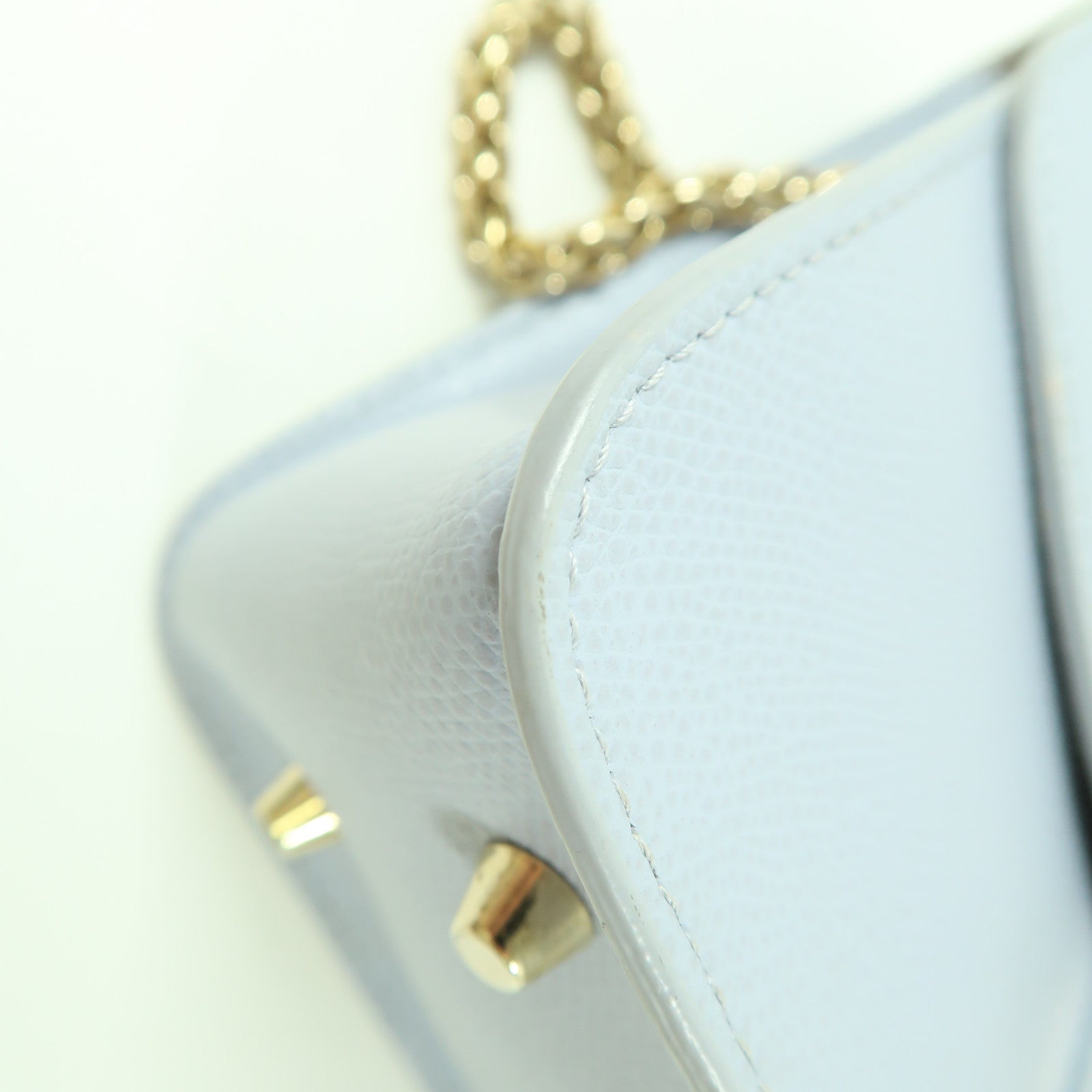 Furla 牛皮皮革Chain Shoulder金扣鏈帶肩背袋淺藍色