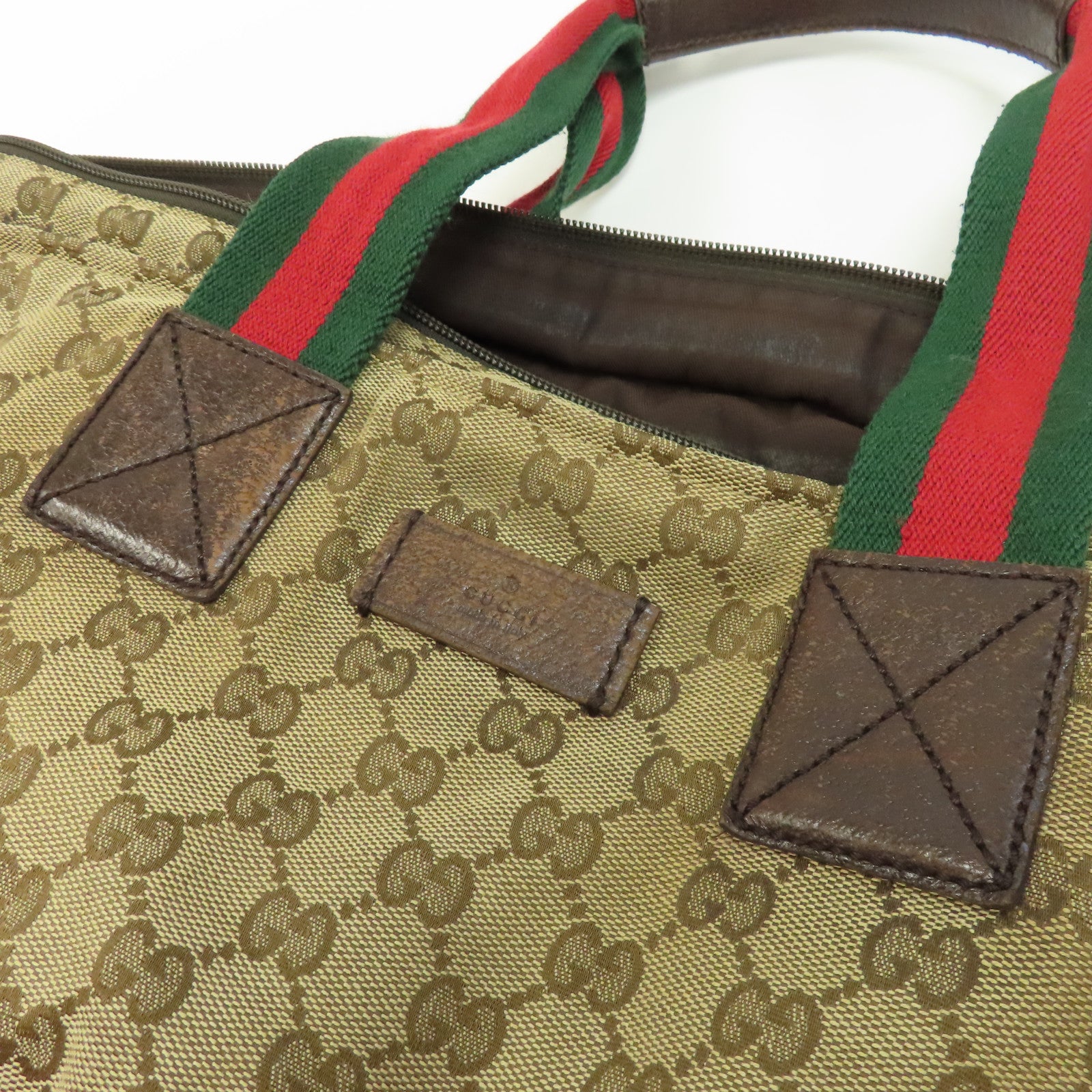 GUCCI 帆布Tote Bag銀扣手挽袋啡色