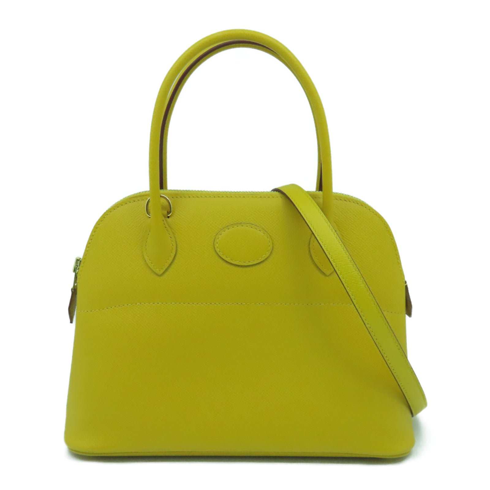 HERMES 【激減優惠】Epsom皮革Bolide 27金扣手挽肩背兩用袋Jaune Ambre黃色