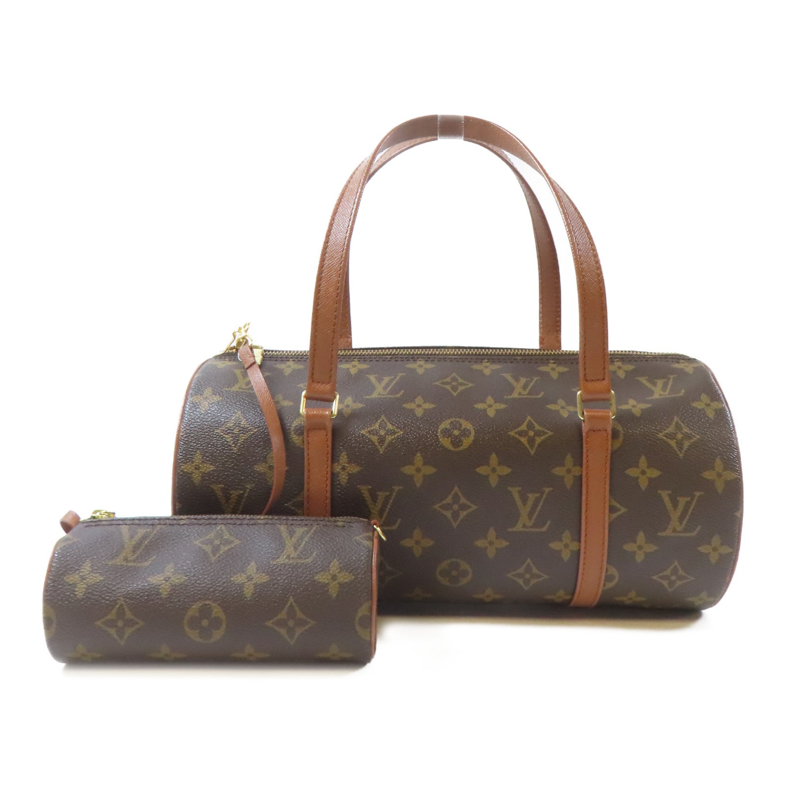LOUIS VUITTON Monogram Papillon GM金扣手挽袋啡色