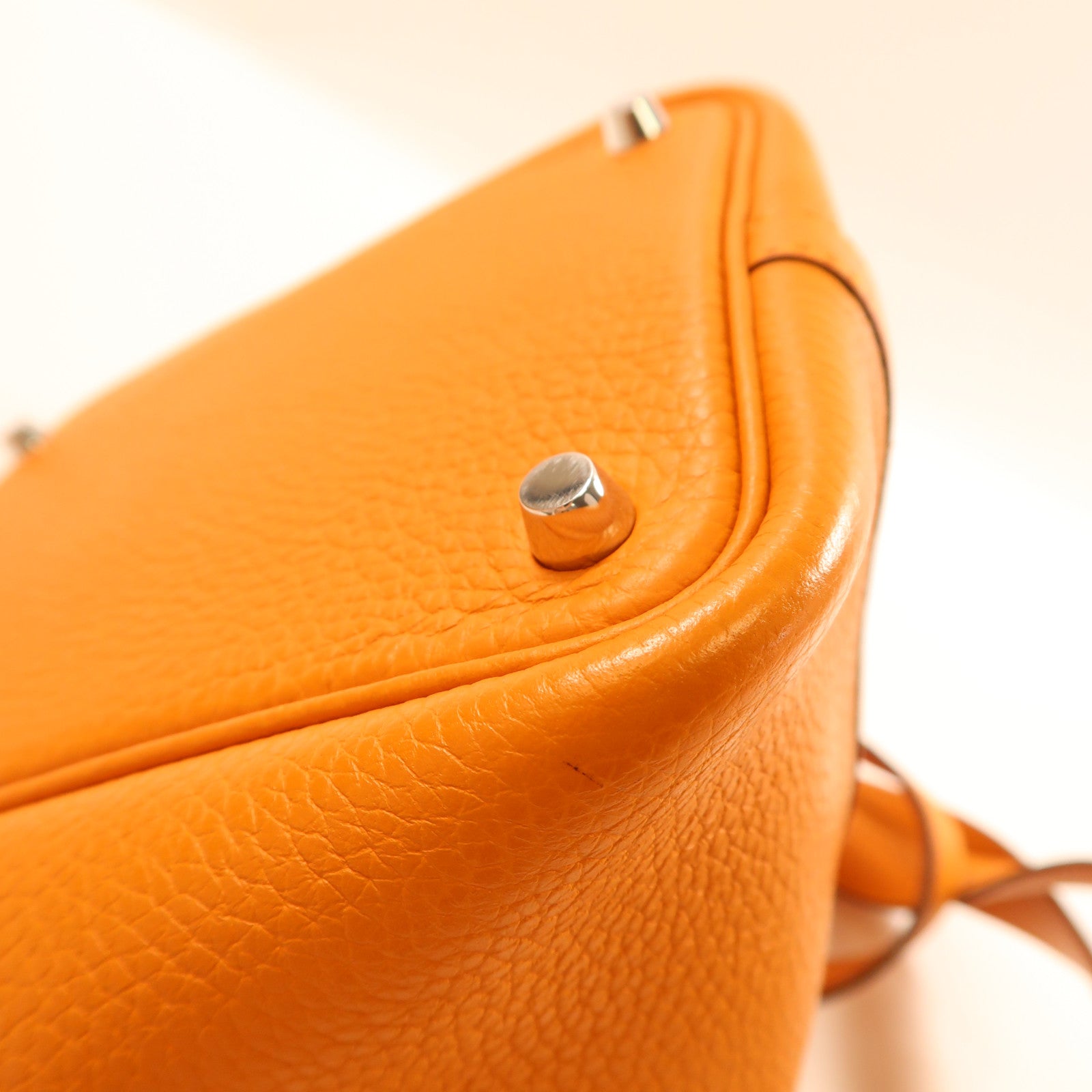 HERMES Clemence皮革Picotin PM銀扣手挽袋I9 Abricot/杏橘色