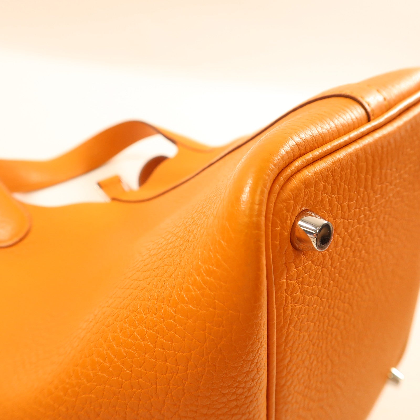 HERMES Clemence皮革Picotin PM銀扣手挽袋I9 Abricot/杏橘色