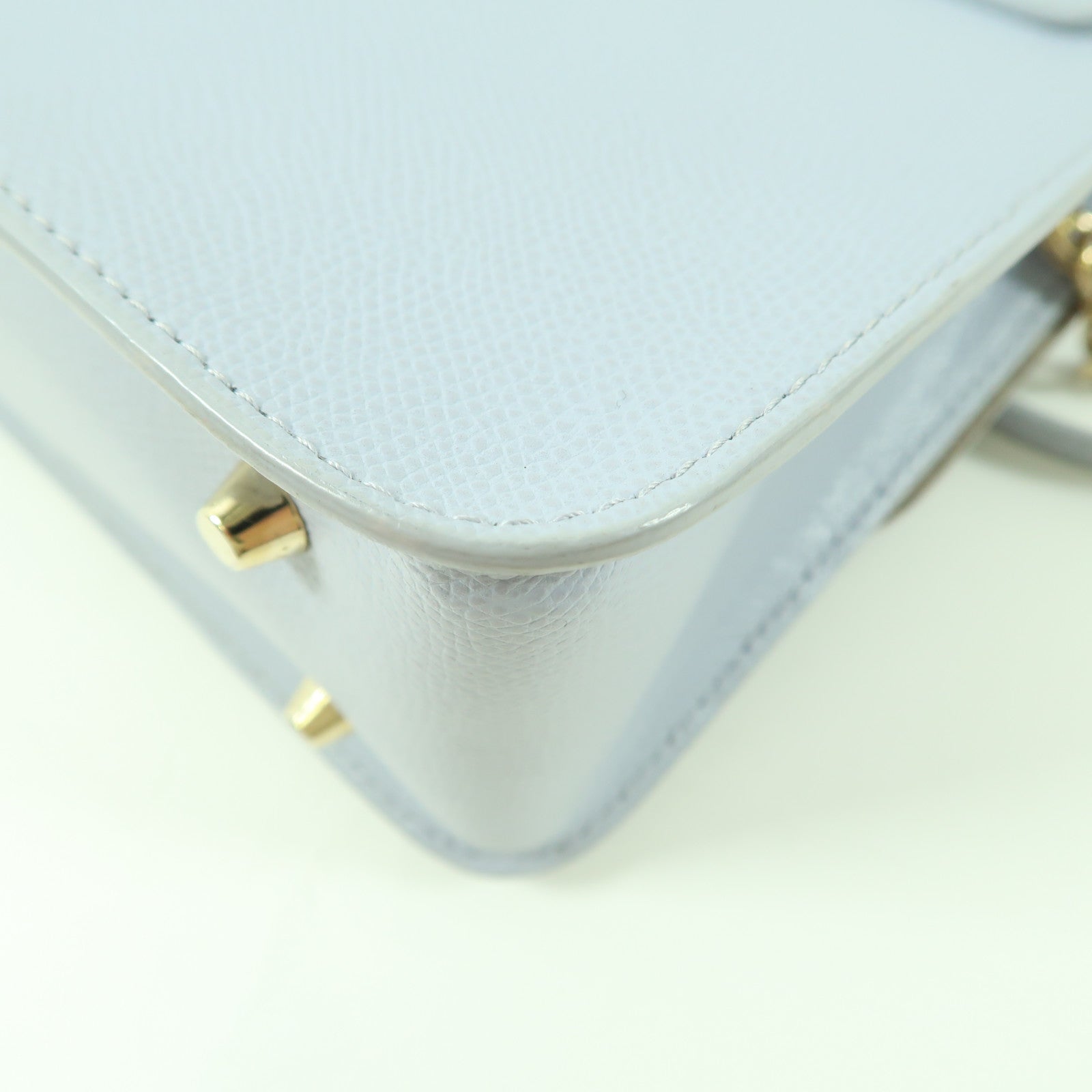 FURLA GHW Chain Shoulder Crossbody Bag Calfskin Leather Light Blue