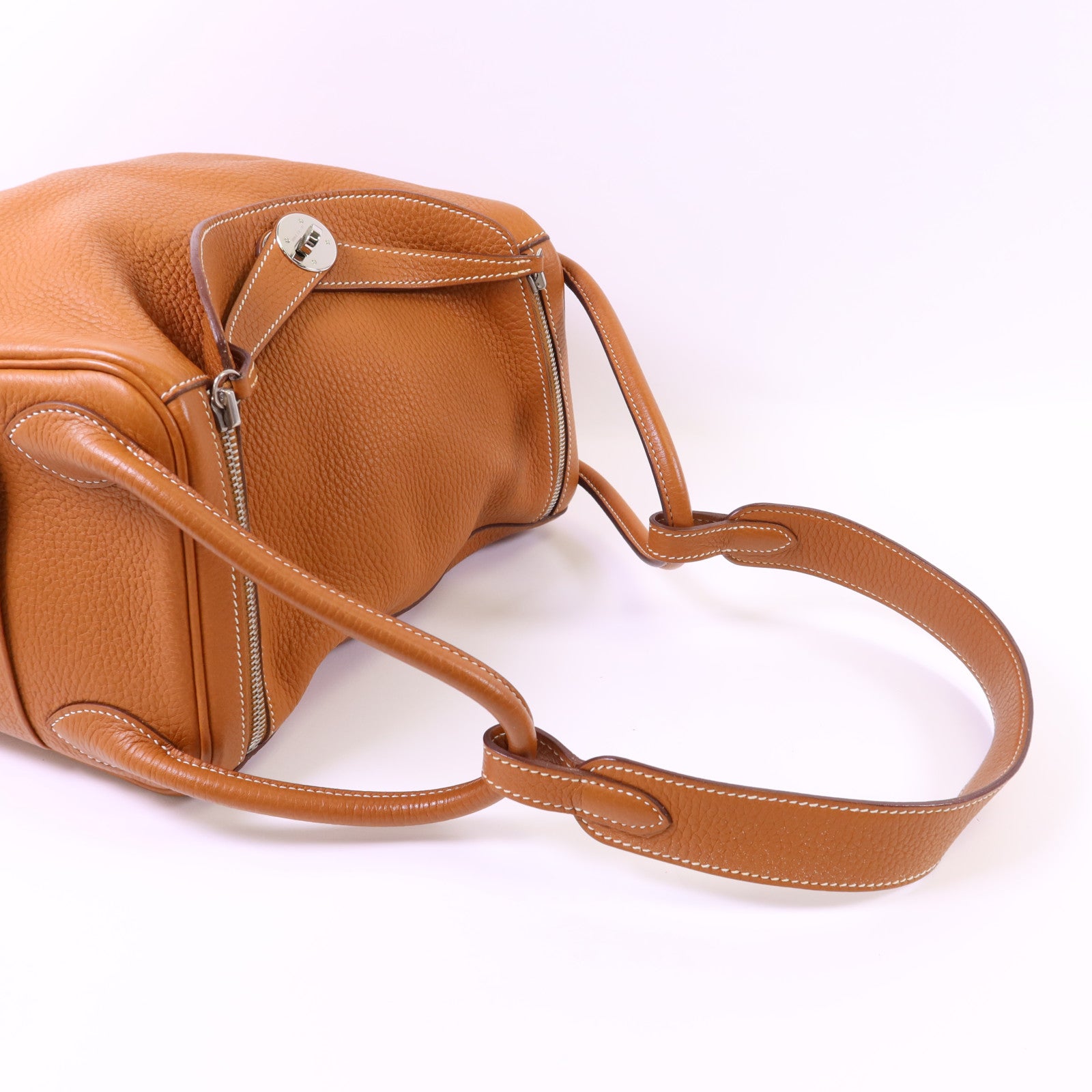 HERMES Clemence皮革Lindy 30銀扣手挽肩背兩用袋Gold