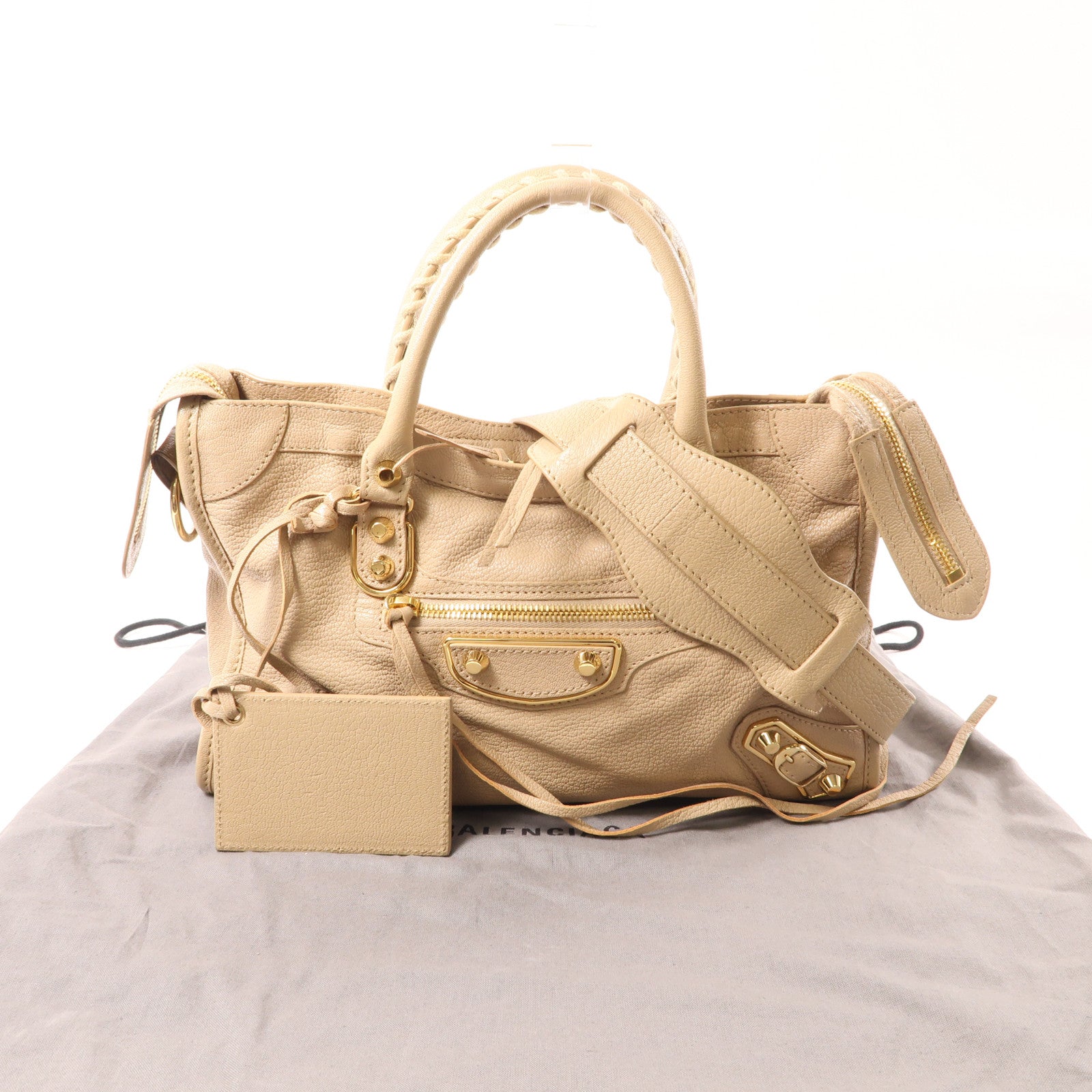 BALENCIAGA 牛皮皮革Le City Small金扣手挽肩背兩用袋棕色