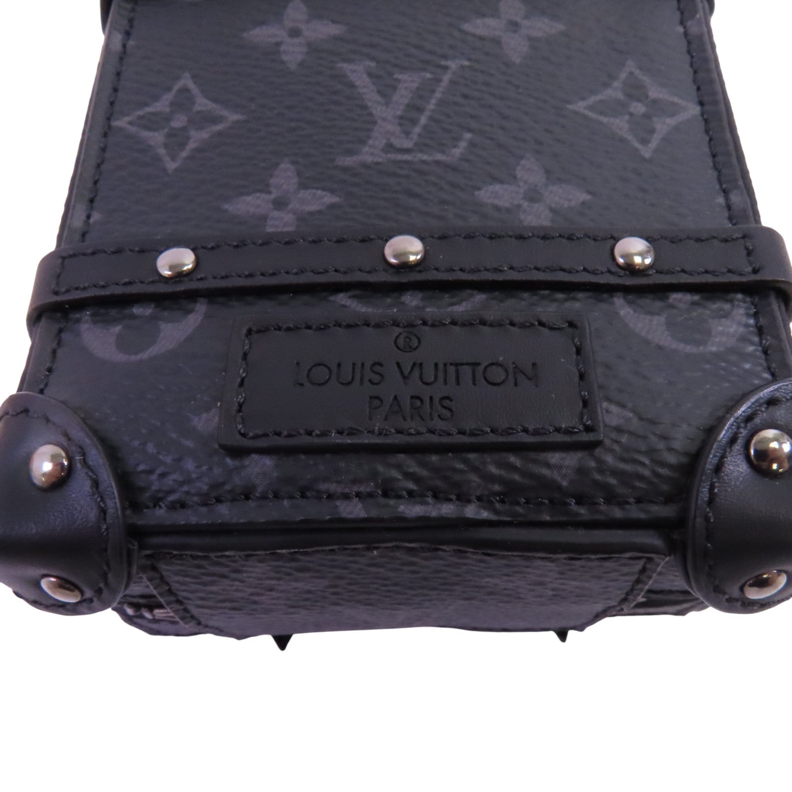 LOUIS VUITTON Monogram Eclipse Trunk Keychain銀扣吊飾鑰匙扣