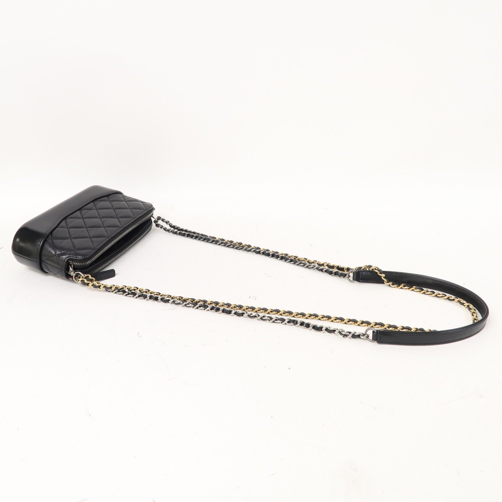 CHANEL 【激減優惠】菱格牛皮皮革Gabrielle Wallet On Chain鏈帶肩背袋黑色