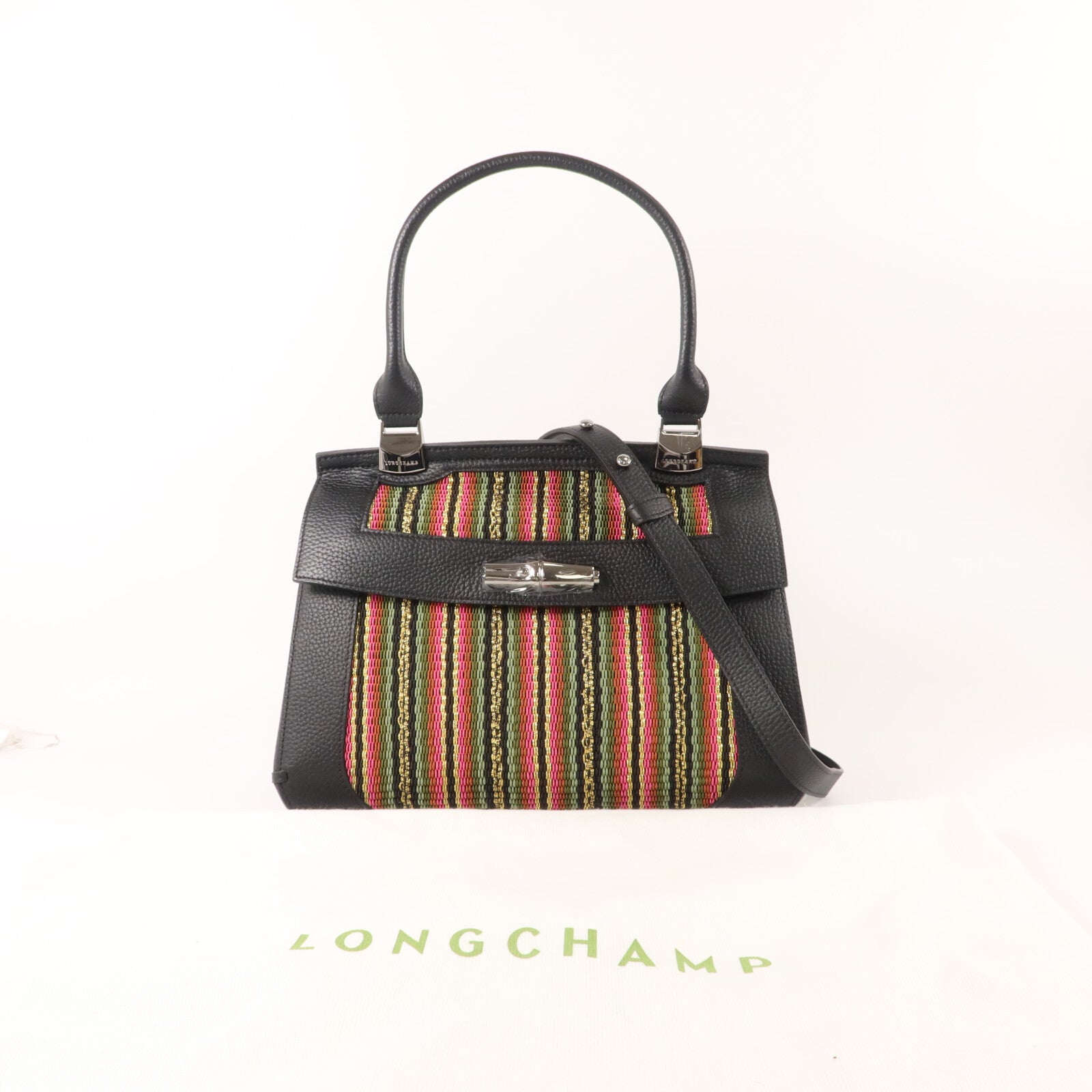 Longchamp 牛皮皮革/刺繡Madeleine手挽肩背兩用袋