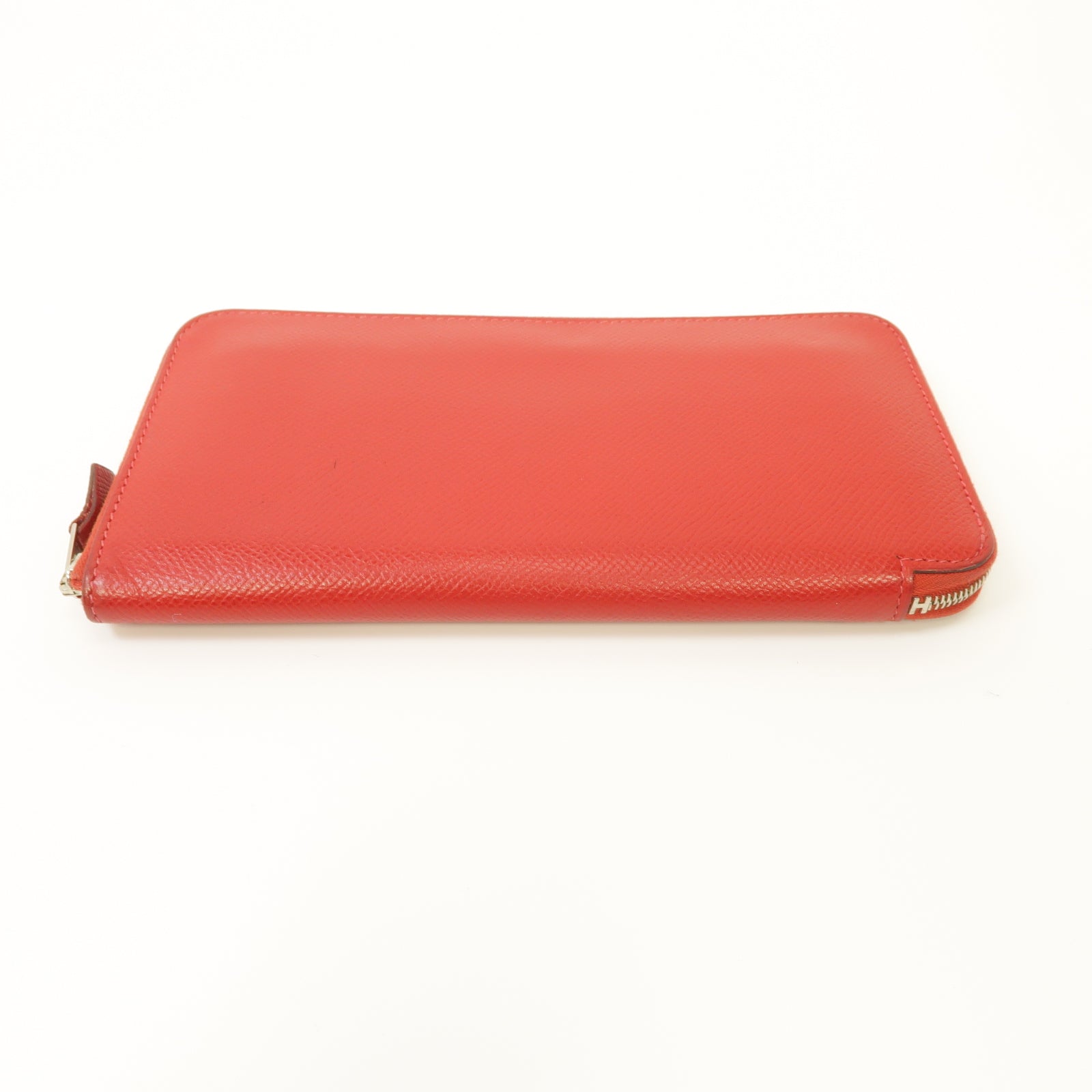 HERMES 【激減優惠】Epsom皮革Zipped Long Wallet銀扣長錢包Rouge Casaque紅色
