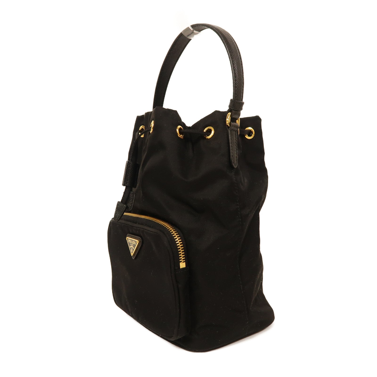 PRADA 尼龍Shoulder Bag金扣手挽肩背兩用袋黑色