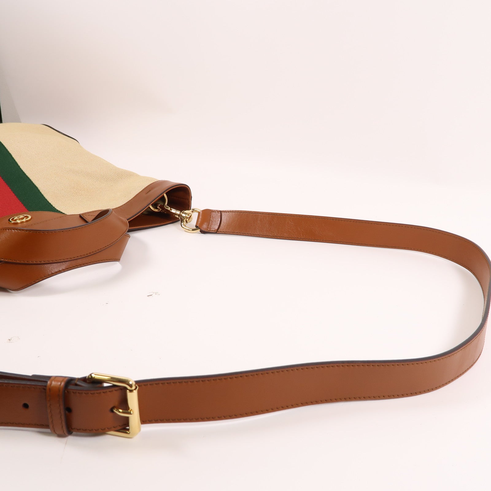 GUCCI 帆布Sherry Line Vintage金扣手挽肩背兩用袋啡色