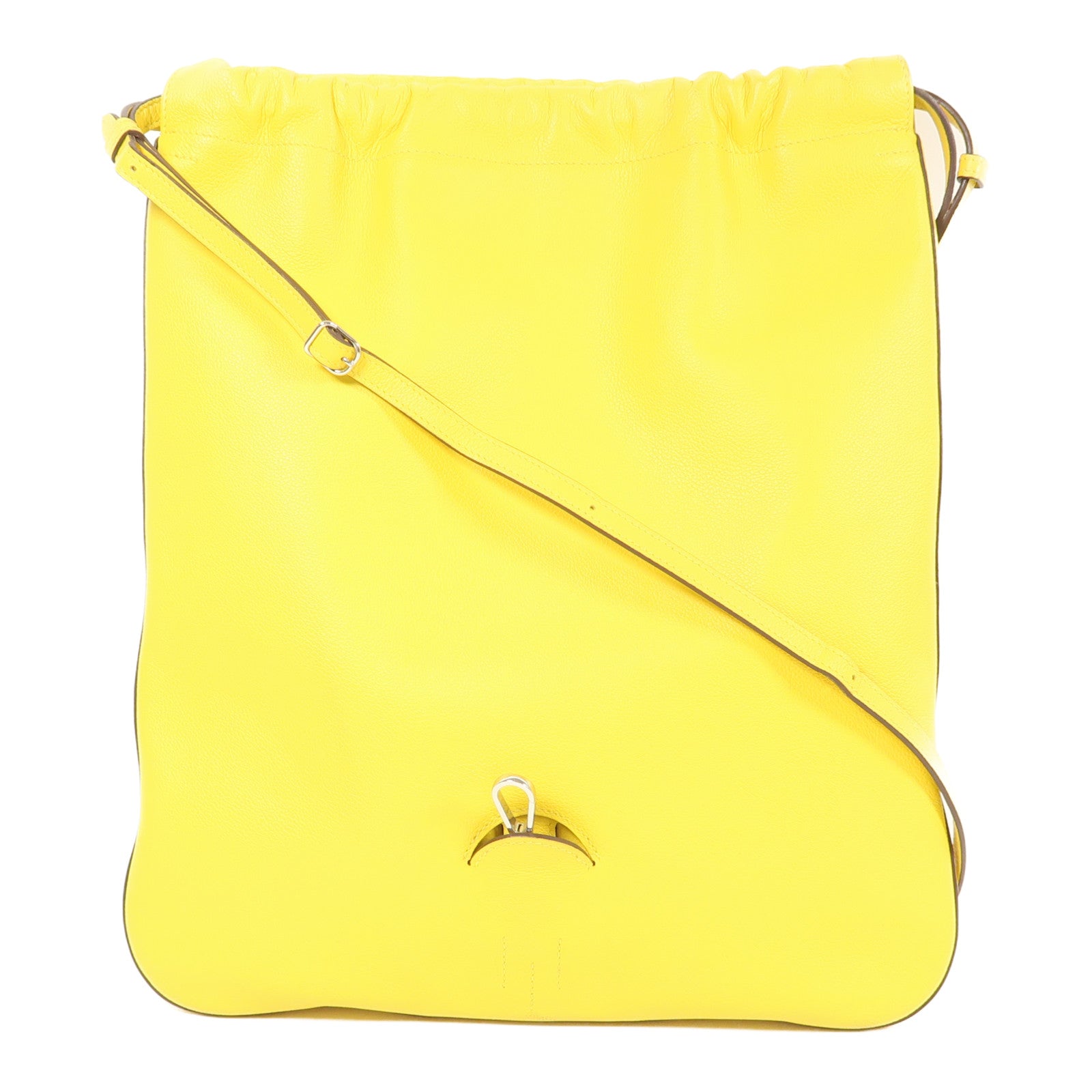HERMES 【激減優惠】Evercolor皮革Bridado銀扣背包肩背兩用袋Jaune De Naples