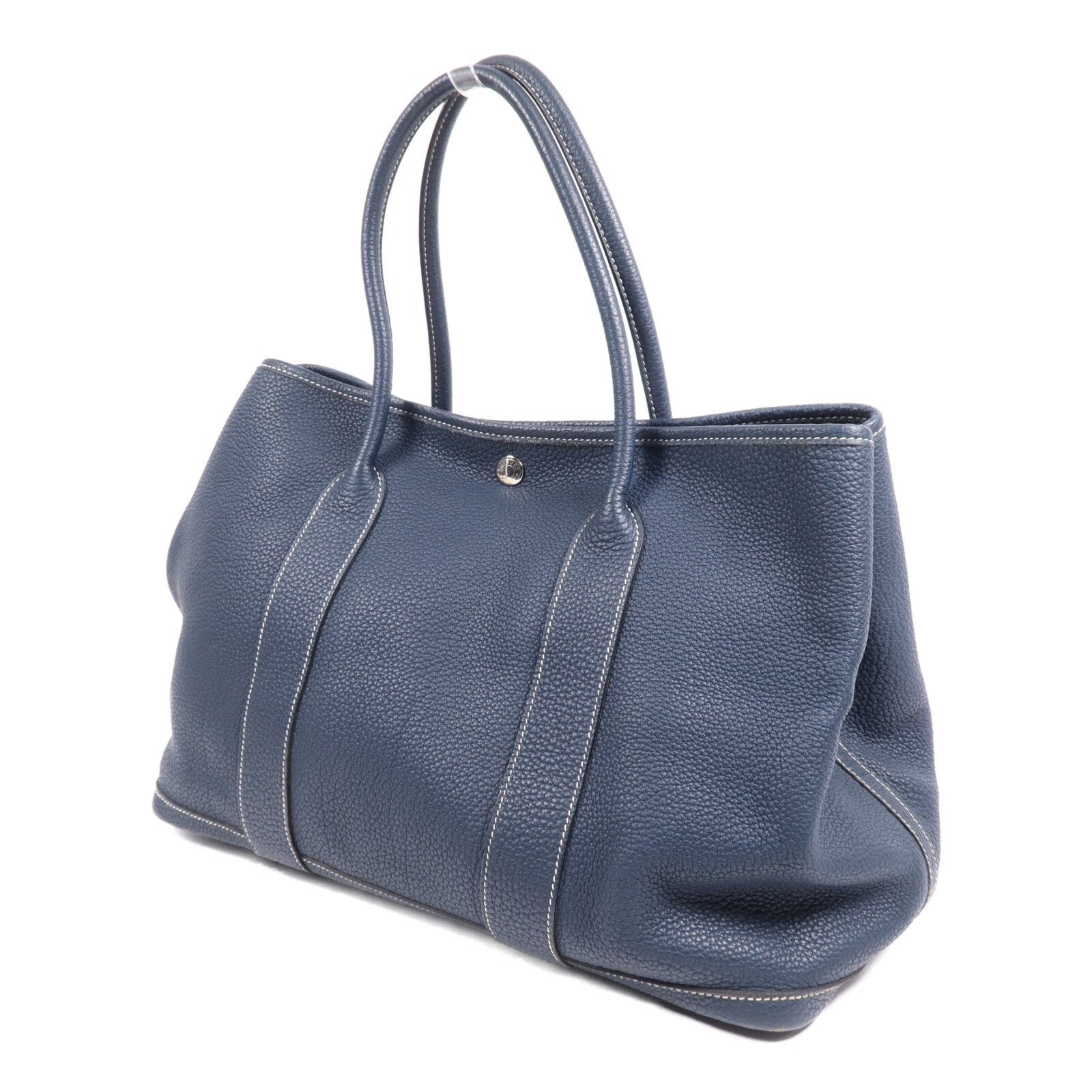 HERMES Negonda皮革Garden Party PM銀扣手挽袋Bleu de Prusse