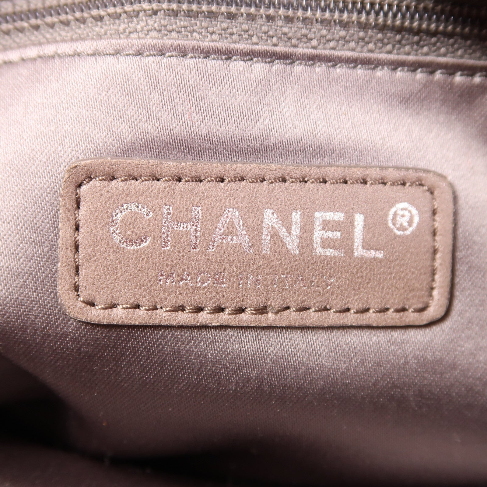 CHANEL 帆布Chain Shoulder銀扣鏈帶肩背袋