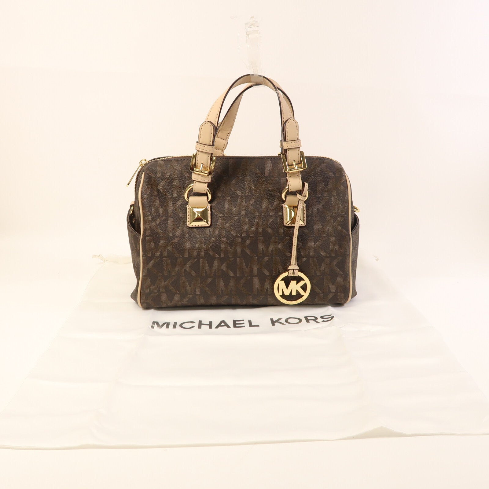 Michael Kors 塗層帆布Grayson金扣手挽袋