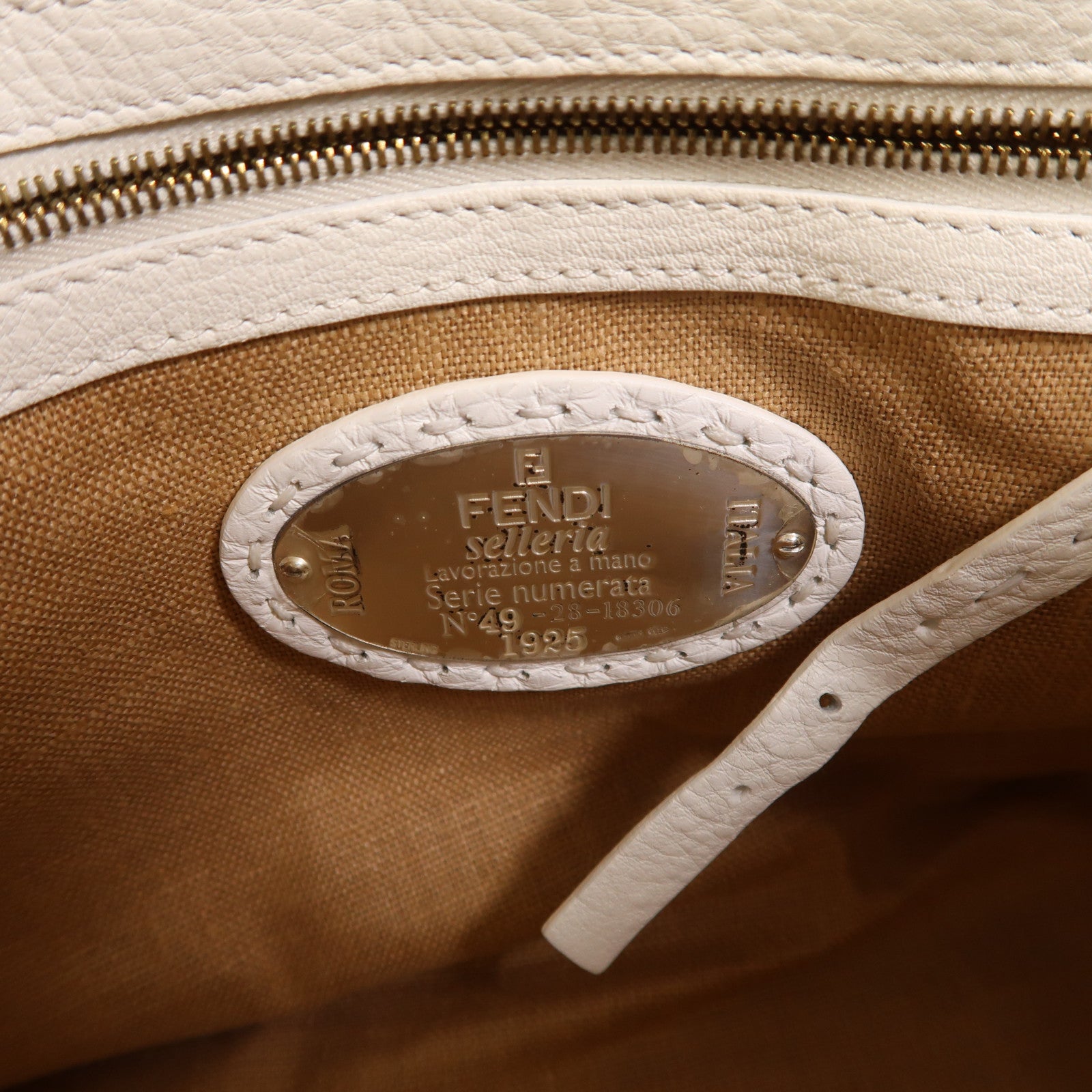 FENDI 牛皮皮革Selleria Linda Bag金扣手挽袋