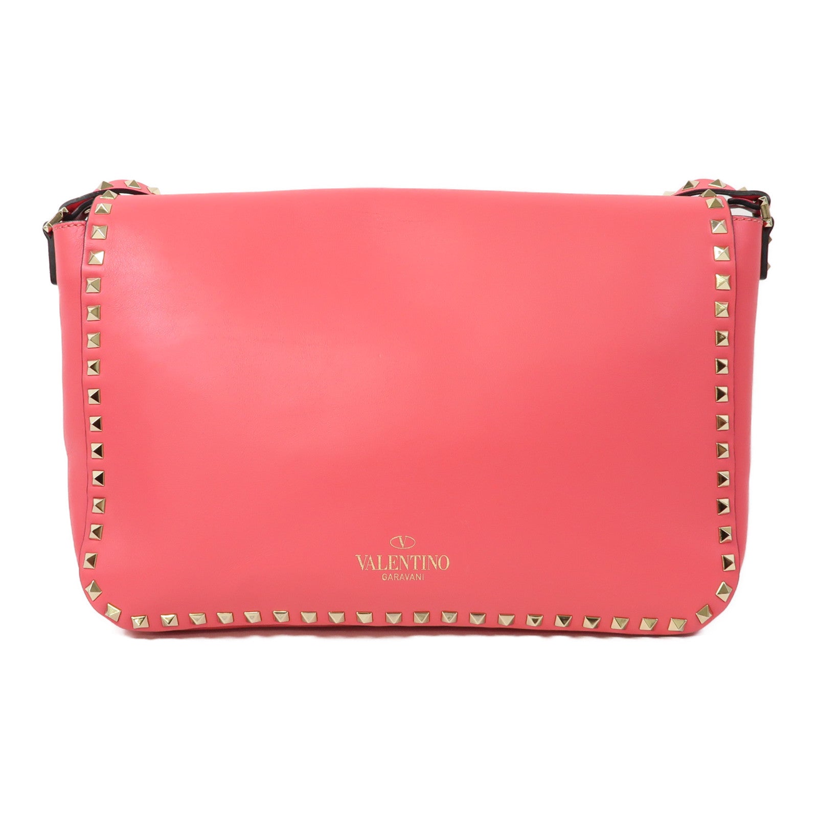 Valentino 【激減優惠】牛皮皮革Shoulder Bag金扣肩背袋粉紅色