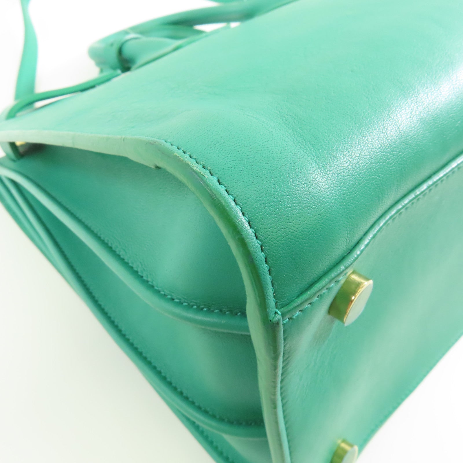 YVES SAINT LAURENT 牛皮皮革Shoulder Bag金扣手挽肩背兩用袋綠色