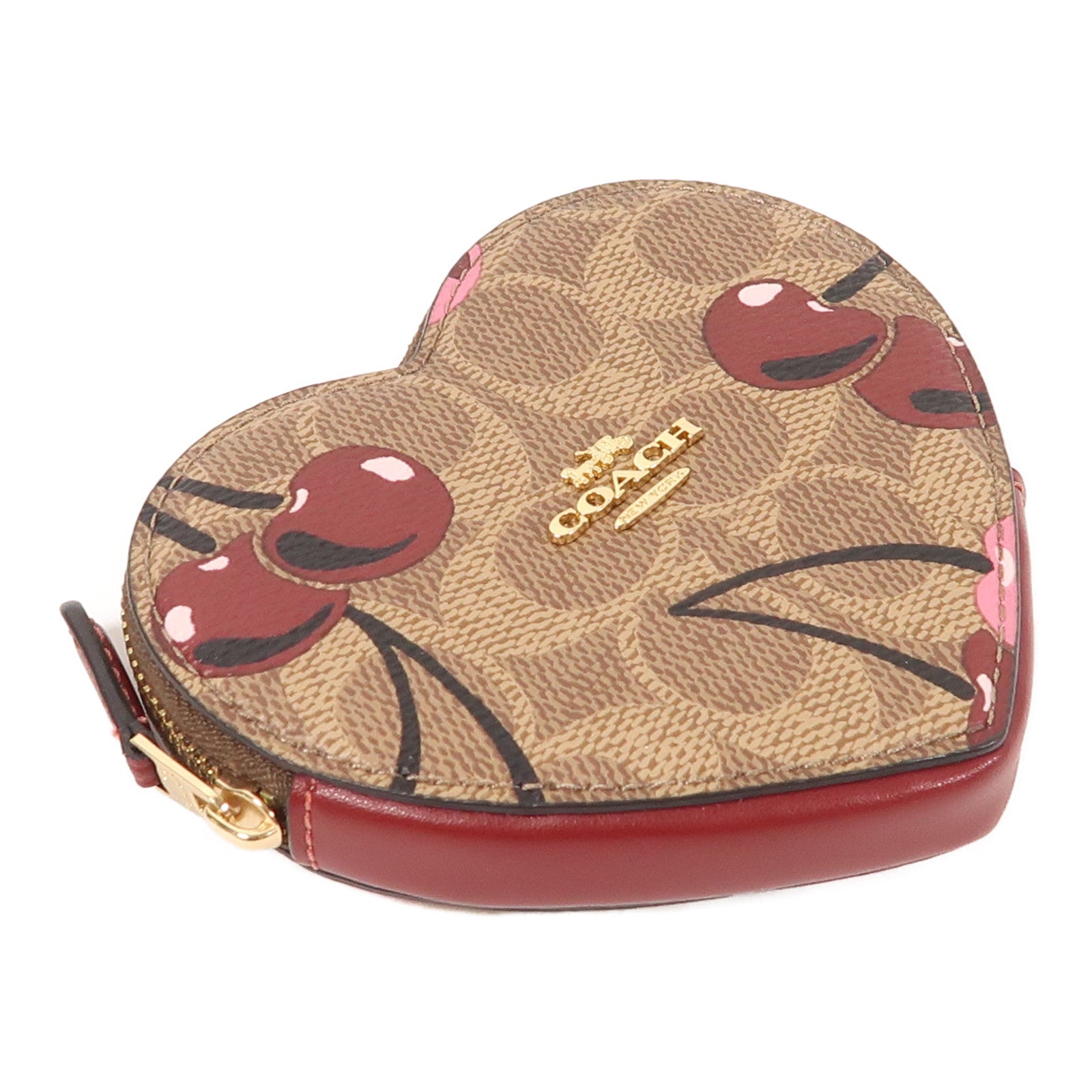 COACH 塗層帆布Heart Coin Case金扣零錢包