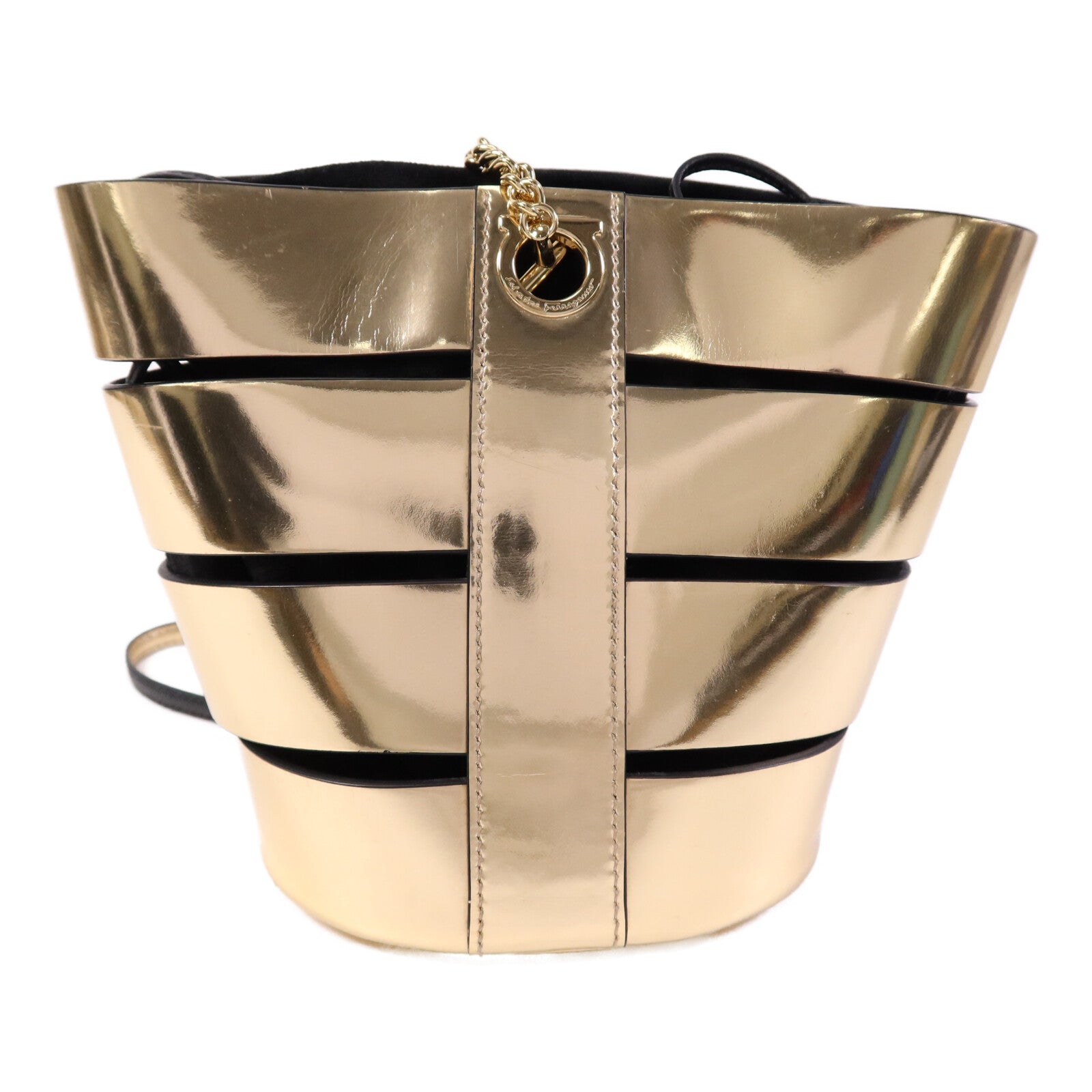 Salvatore Ferragamo 麂皮/牛皮皮革Shoulder Bag金扣肩背袋