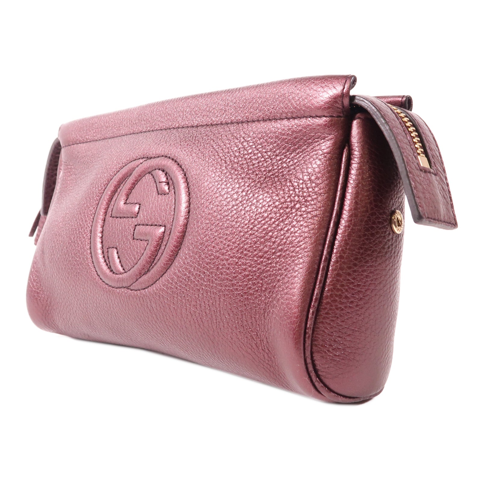 GUCCI 牛皮皮革Pouch金扣手拿包