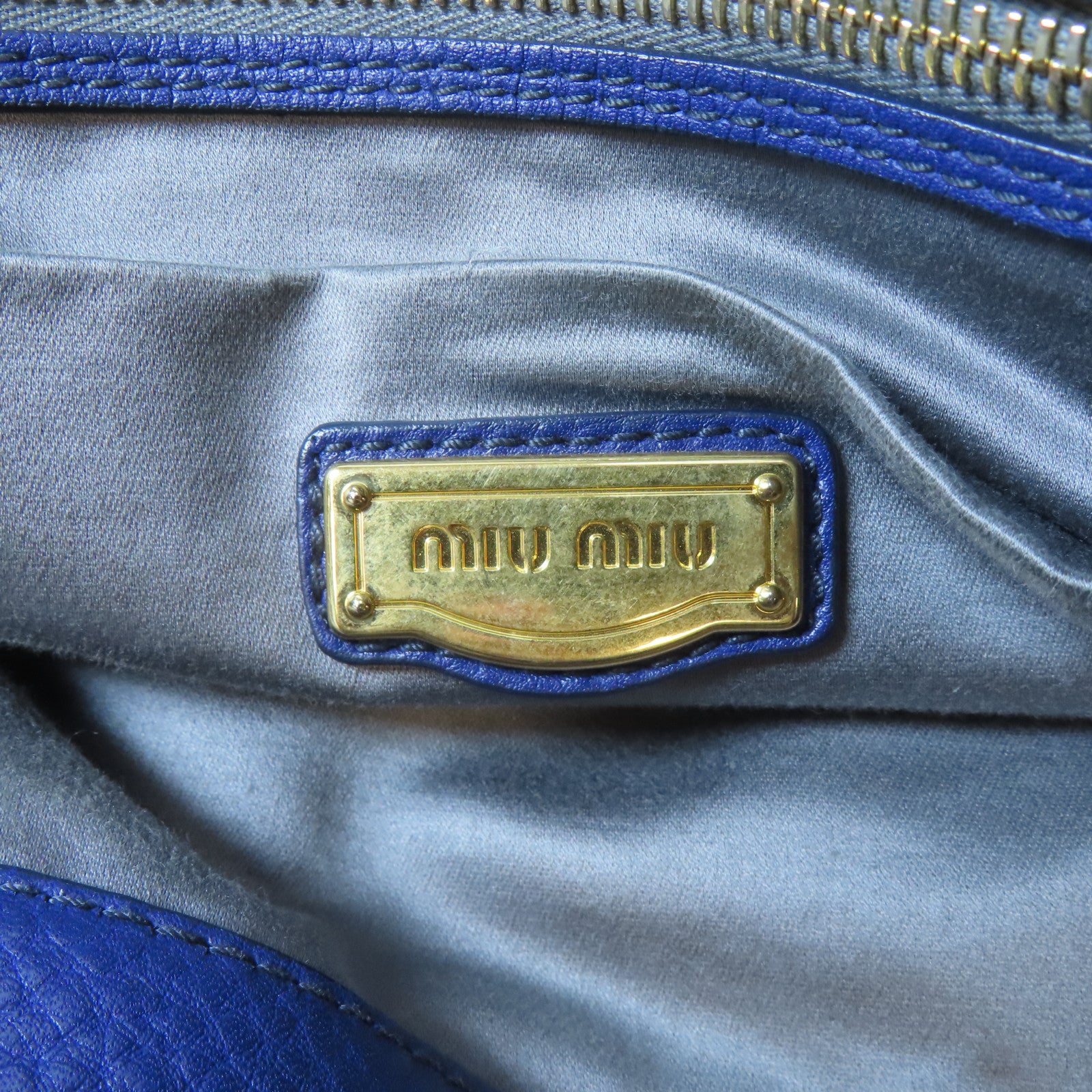 Miu Miu 【激減優惠】牛皮皮革2 Way Shoulder金扣手挽肩背兩用袋藍色