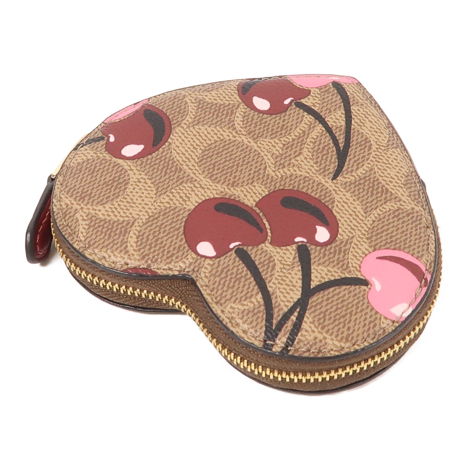 COACH 塗層帆布Heart Coin Case金扣零錢包