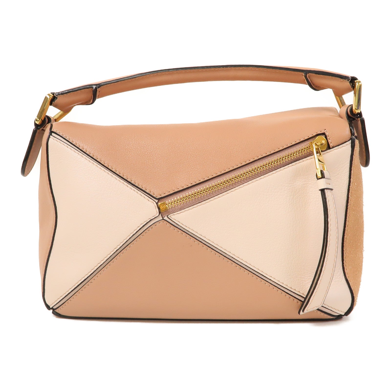 LOEWE 牛皮皮革Small Puzzle金扣手挽肩背兩用袋粉紅色