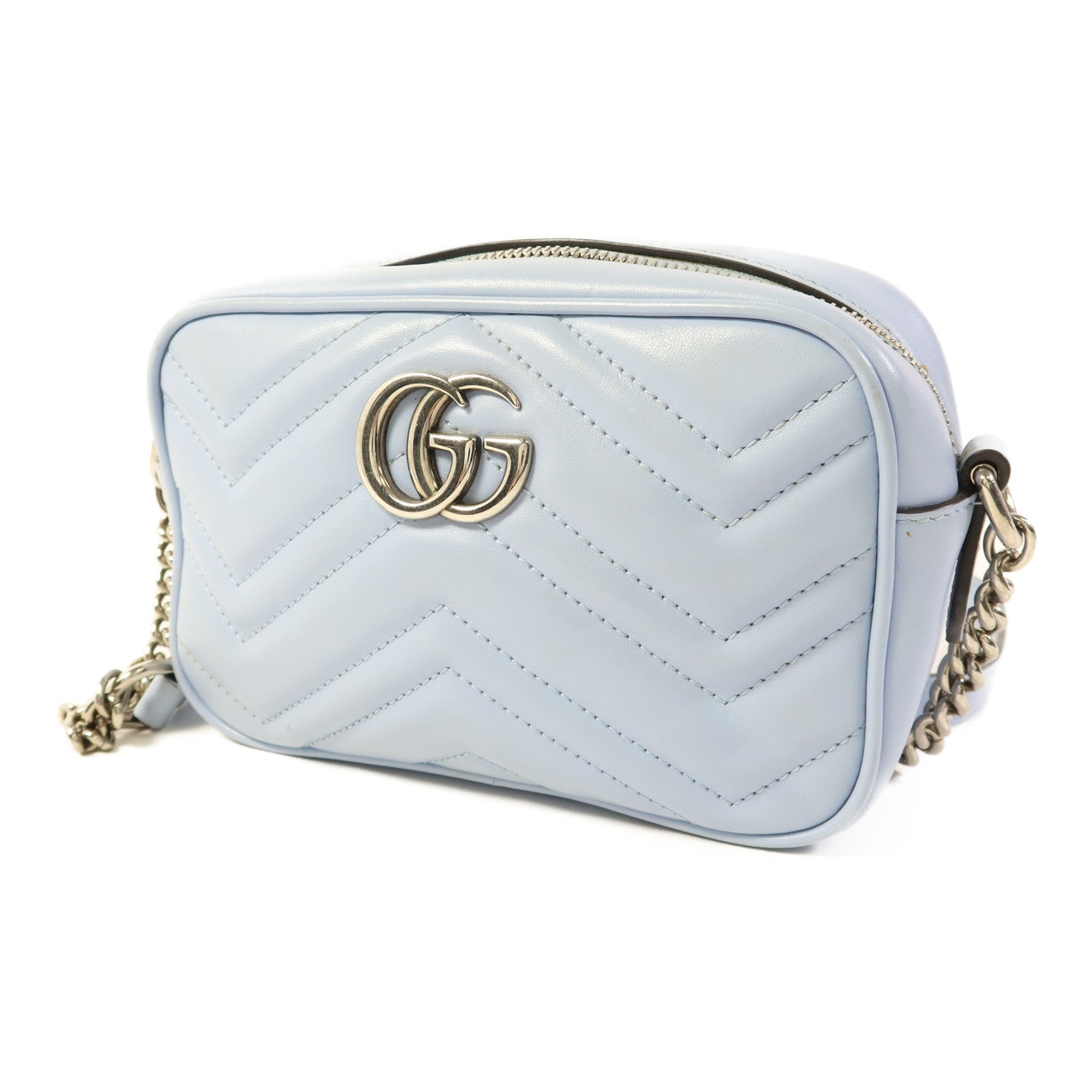 GUCCI 牛皮皮革GG Marmorrt銀扣肩背袋