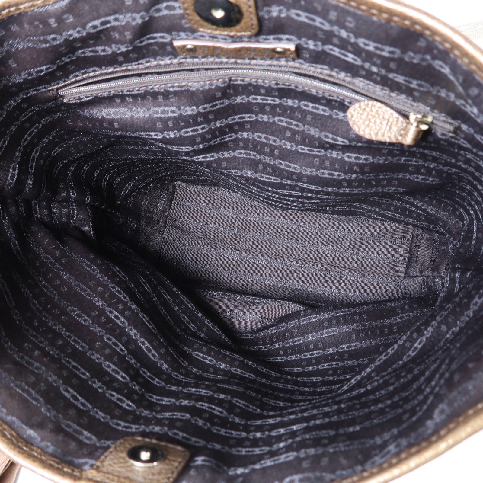 CELINE 【激減優惠】牛皮皮革2 Way Shoulder銀扣手挽肩背兩用袋啡色