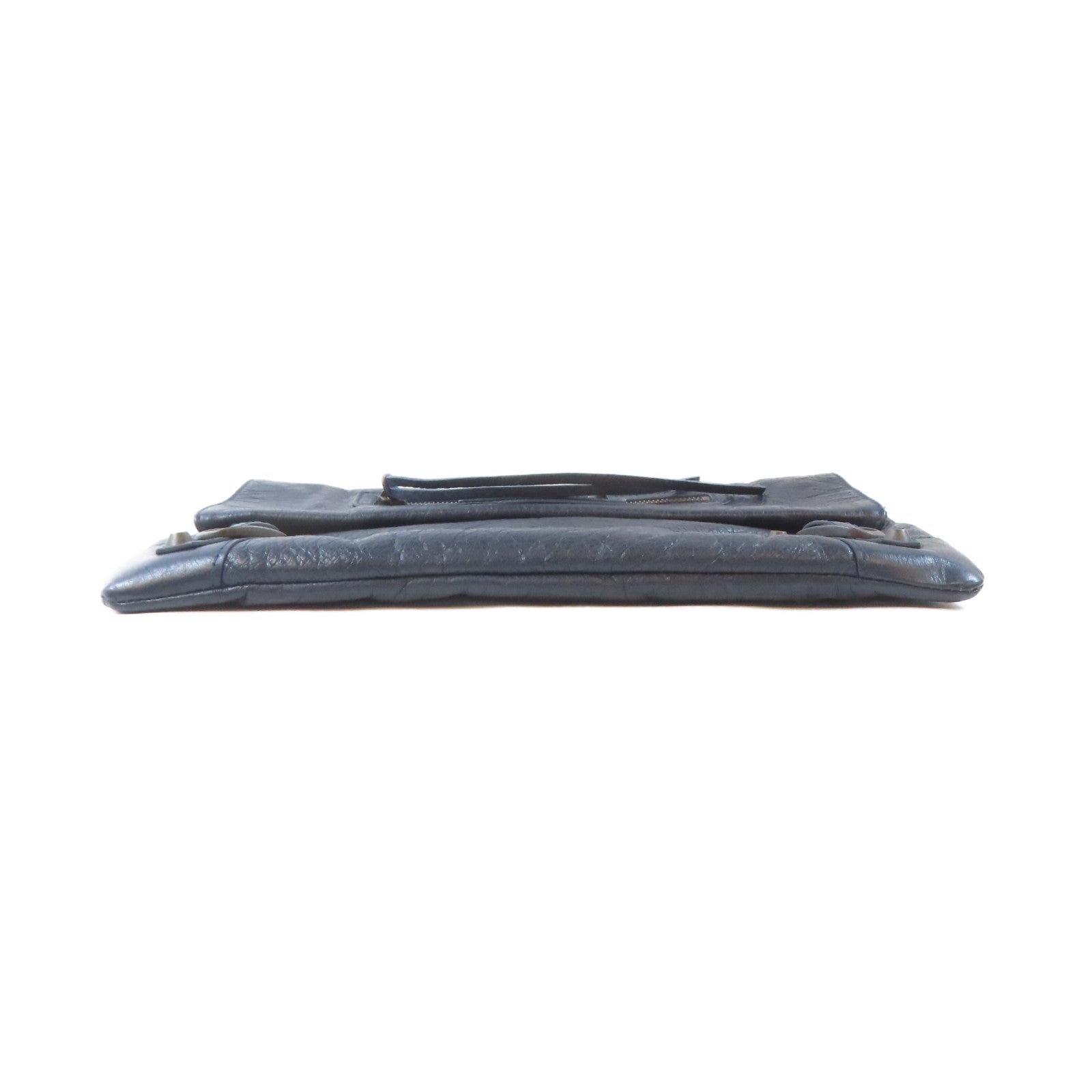 BALENCIAGA 牛皮皮革Clutch Bag黑扣手拿包深藍色