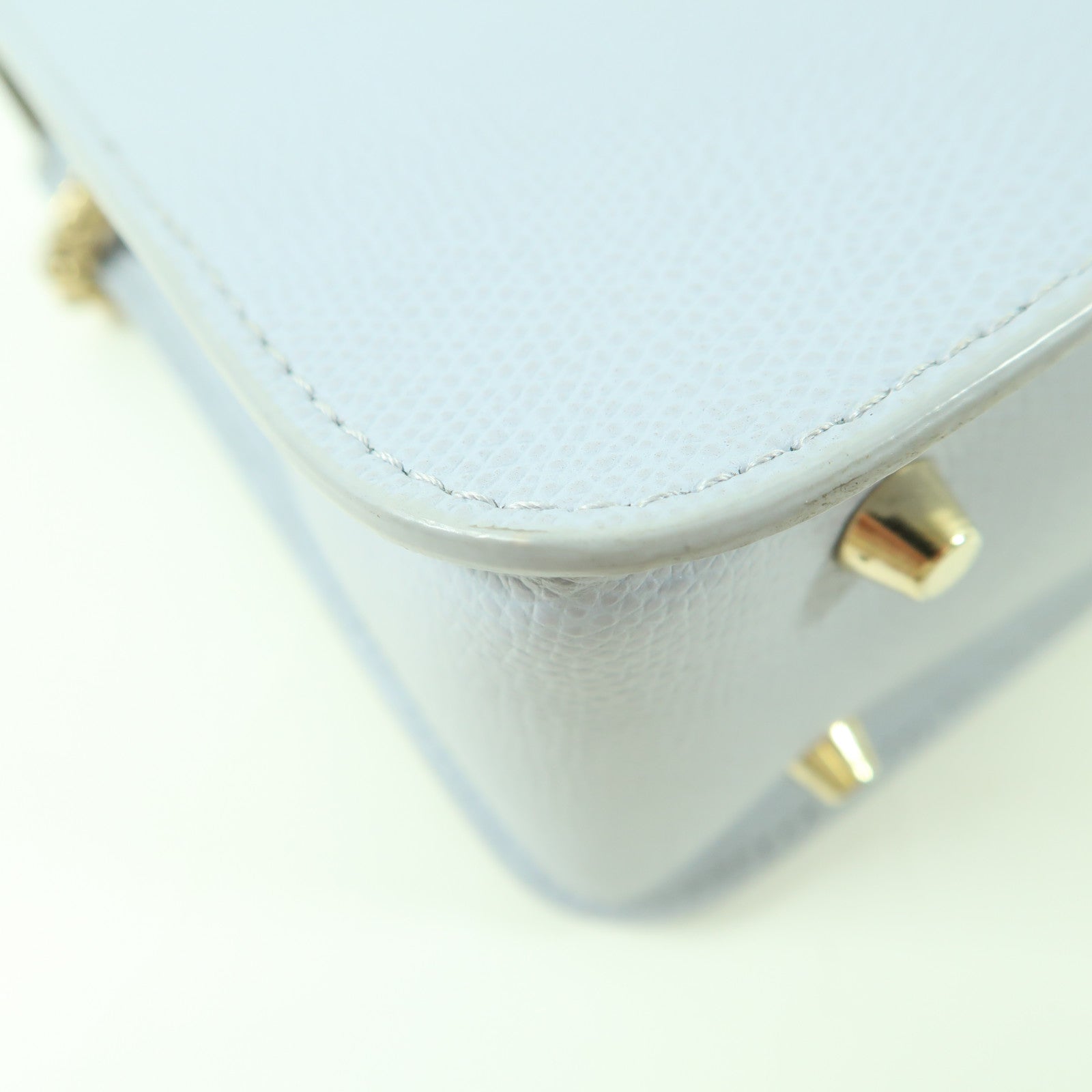 FURLA GHW Chain Shoulder Crossbody Bag Calfskin Leather Light Blue