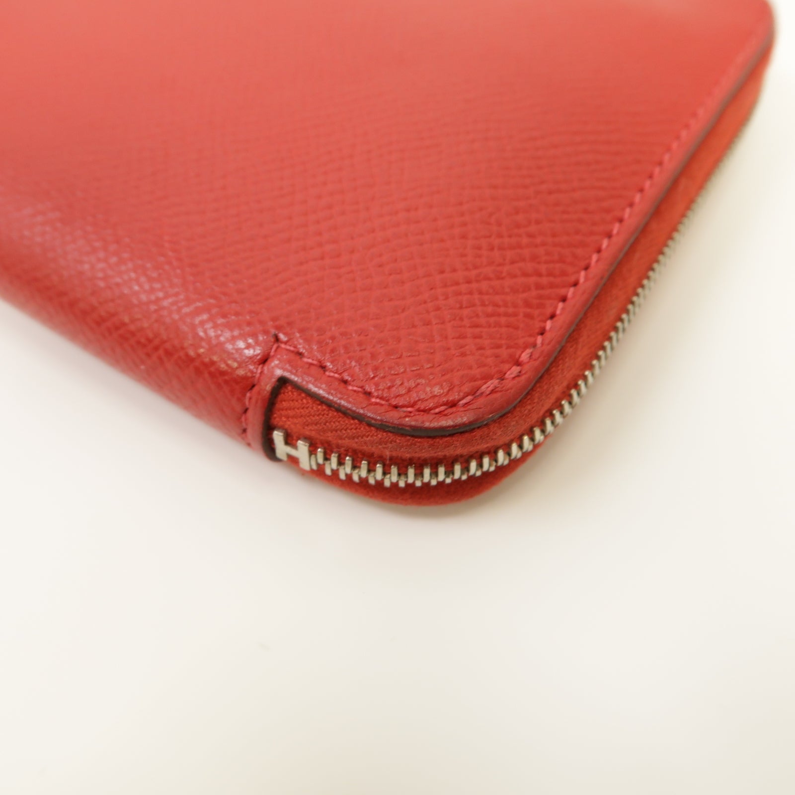 HERMES 【激減優惠】Epsom皮革Zipped Long Wallet銀扣長錢包Rouge Casaque紅色